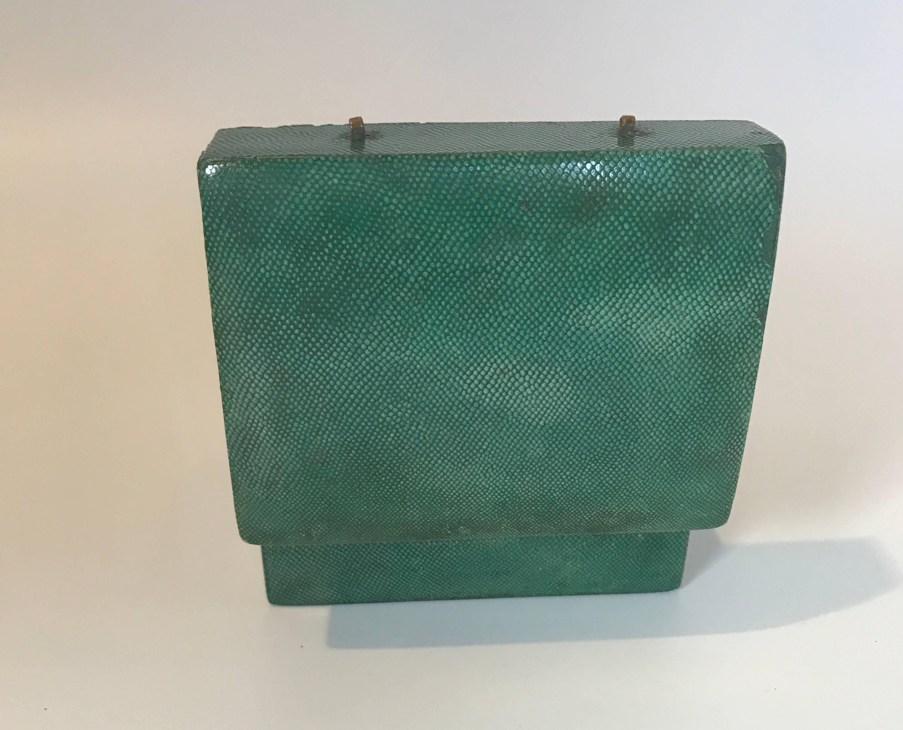 18th Century Shagreen Box with Green Leather Interior For Sale 2