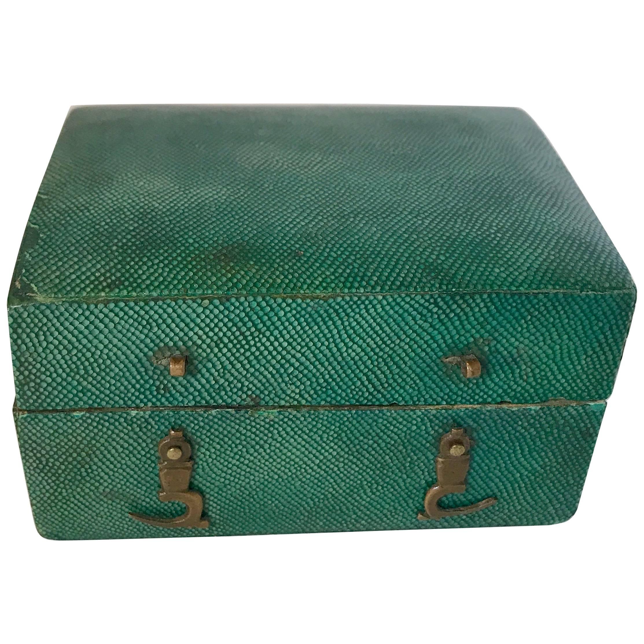 18th Century Shagreen Box with Green Leather Interior For Sale