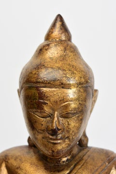 18. Jahrhundert, Shan, antiker burmesischer sitzender Buddha aus Holz
