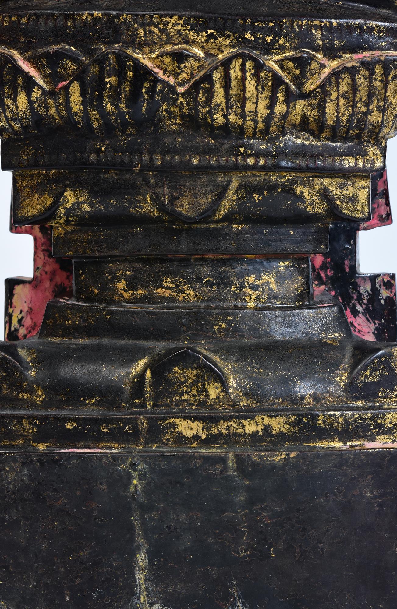 18th Century and Earlier 18th Century, Shan, Antique Burmese Wooden Seated Buddha For Sale