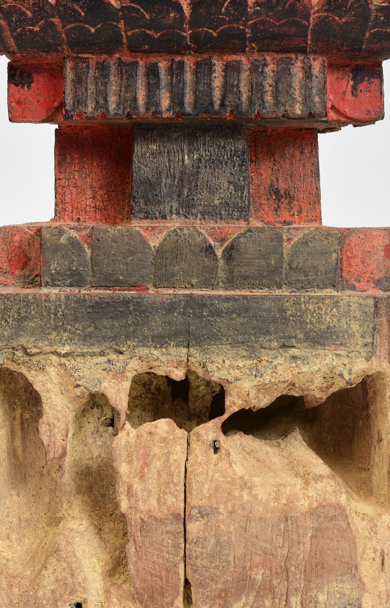 18th Century and Earlier 18th Century, Shan, Antique Burmese Wooden Seated Buddha For Sale