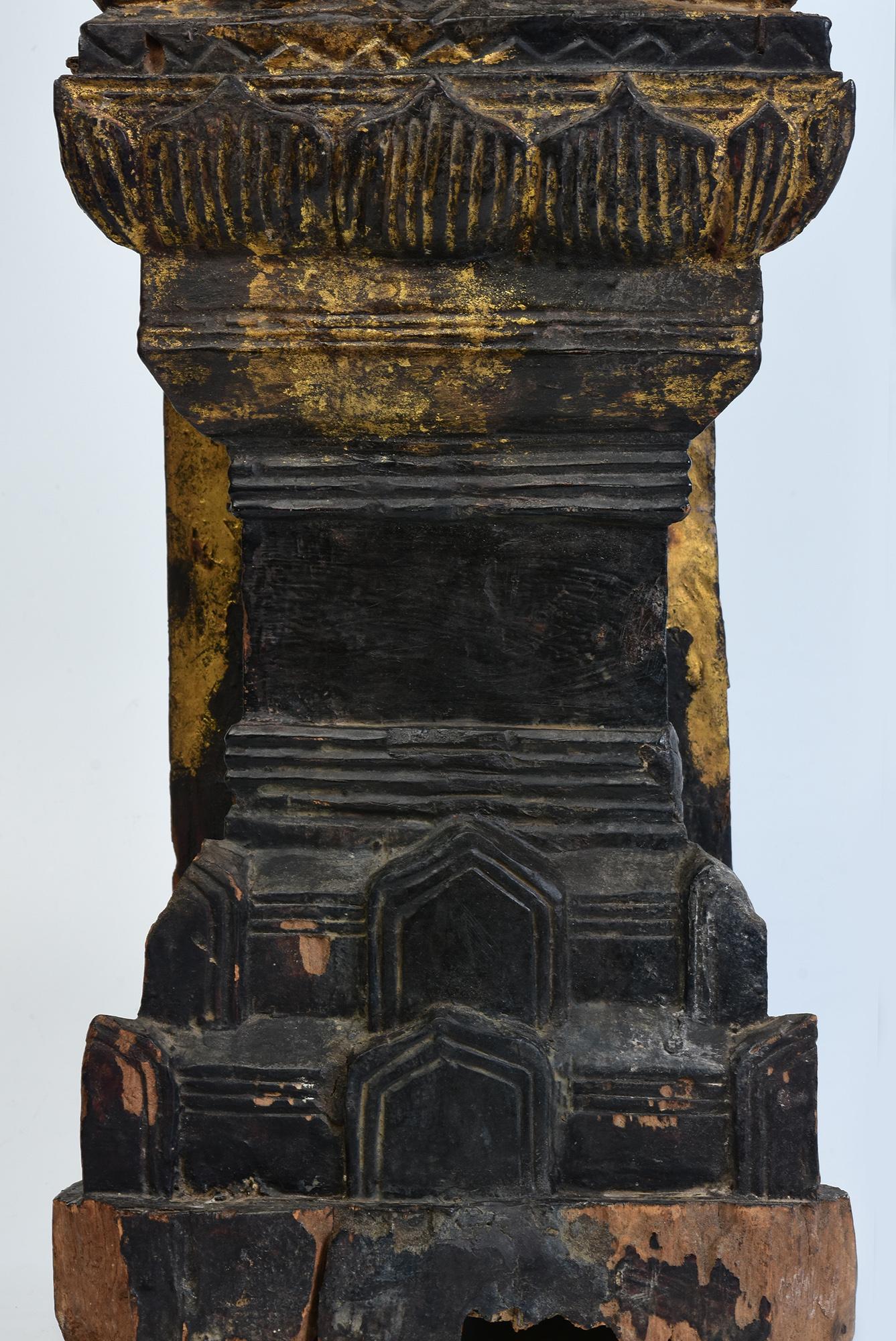 18th Century and Earlier 18th Century, Shan, Antique Burmese Wooden Seated Buddha For Sale