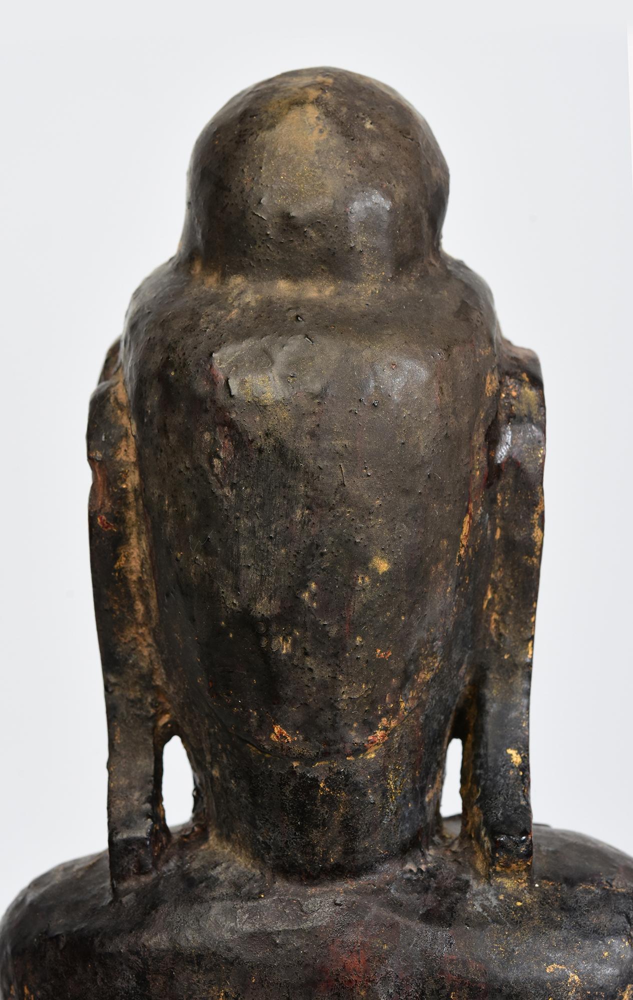 18th Century, Shan, Antique Burmese Wooden Seated Buddha For Sale 4