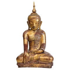 18th Century, Shan, Antique Burmese Wooden Seated Buddha 18th Century, Shan, Antique Burmese Wooden Seated Buddha