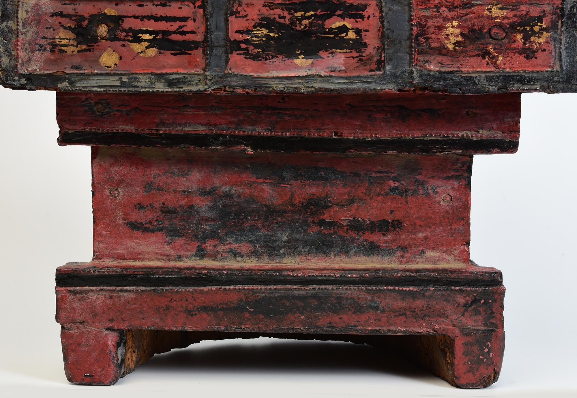 18th Century and Earlier 18th Century, Shan, Antique Burmese Wooden Seated Crowned Buddha For Sale