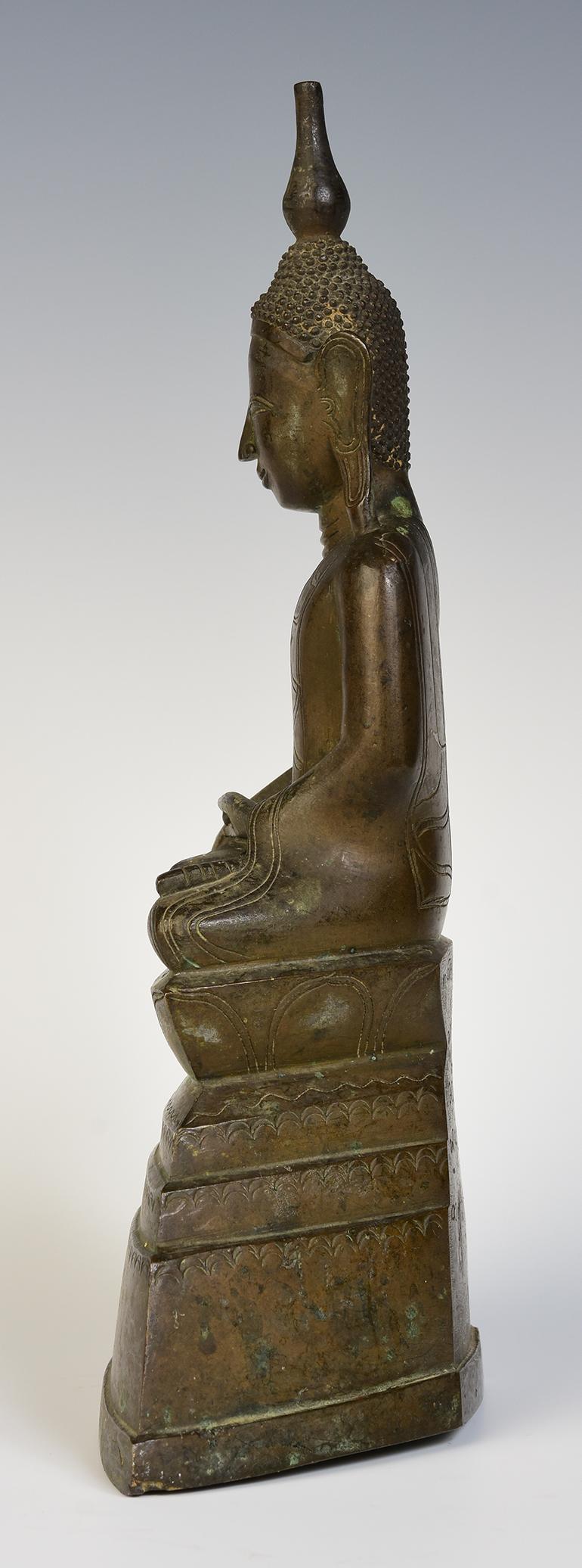 18th Century, Shan, Antique Burmese Bronze Seated Buddha 2