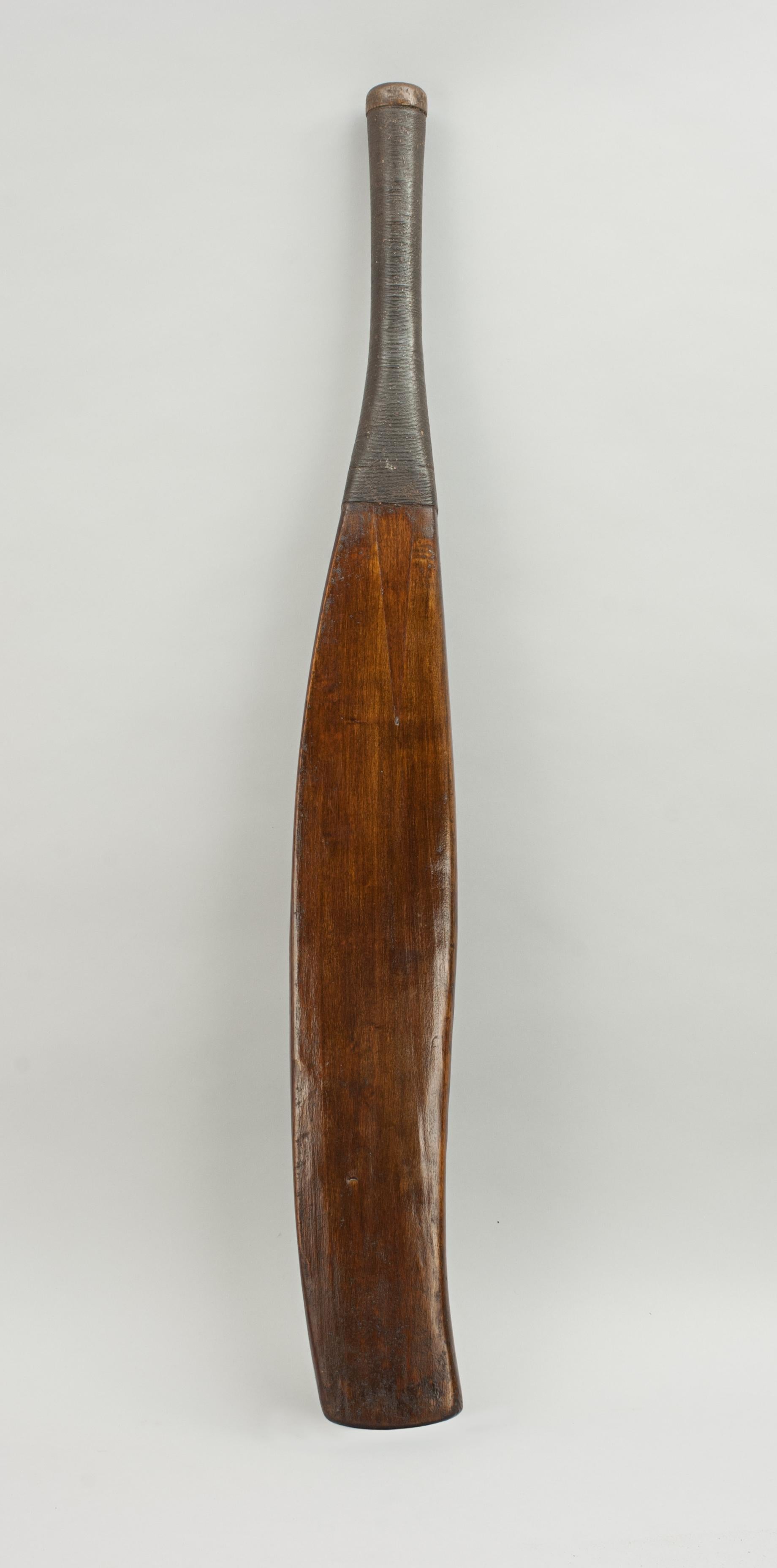 This is a beautiful cricket bat in the shape of an early 18th century cricket bat.
Original bats of this kind are extremely rare. Also this kind of replica is quite rare and hard to find.
A very nice display piece.
 