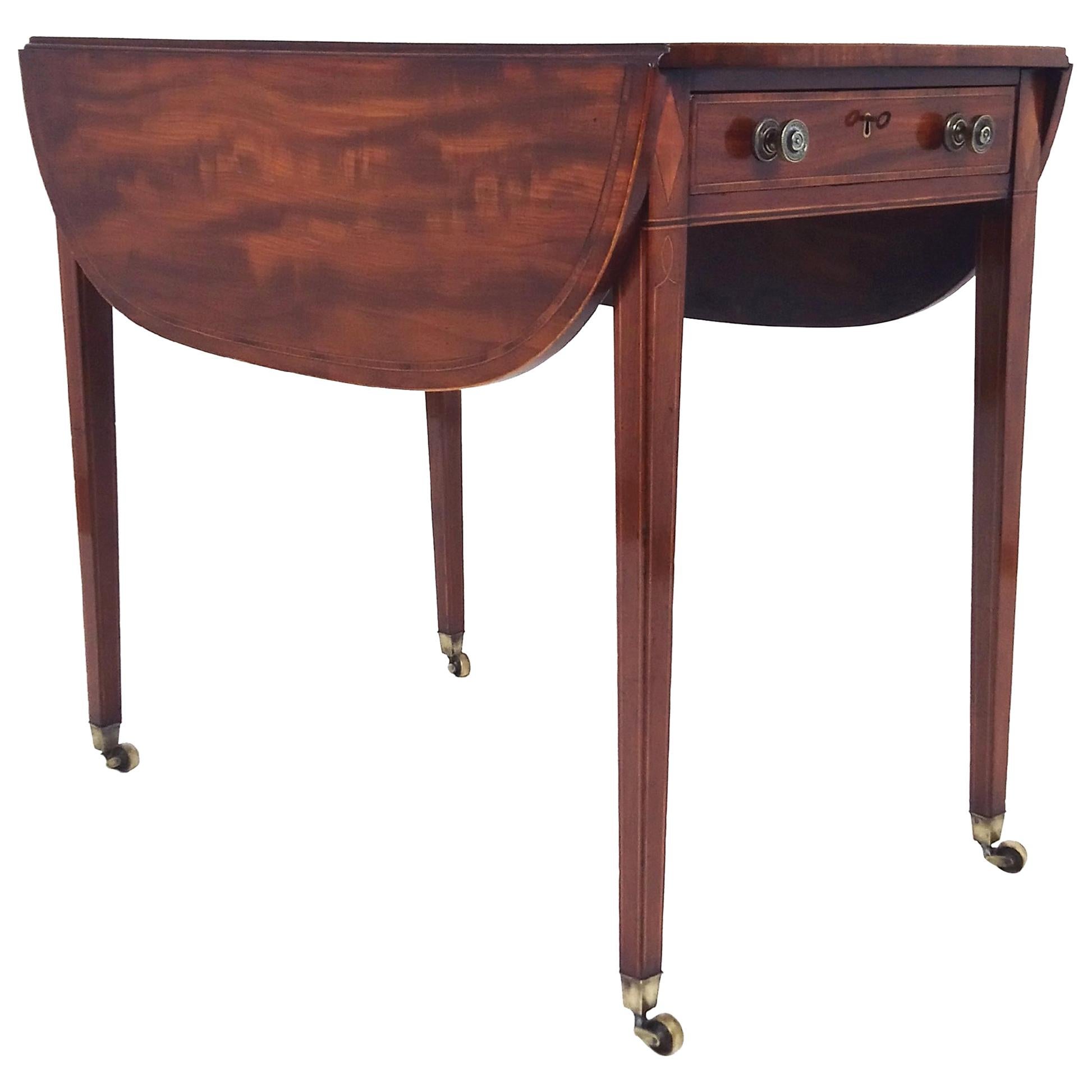 18th Century Sheraton Design Mahogany Drop Leaf Pembroke Table For Sale