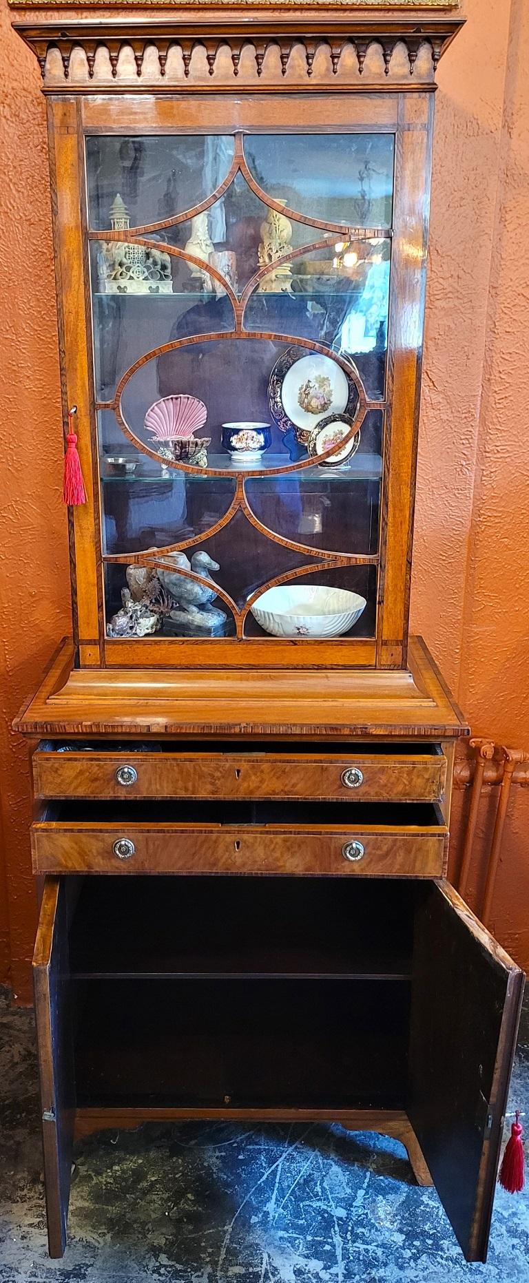 18C Irish Sheraton Satinwood Display Cabinet For Sale 4