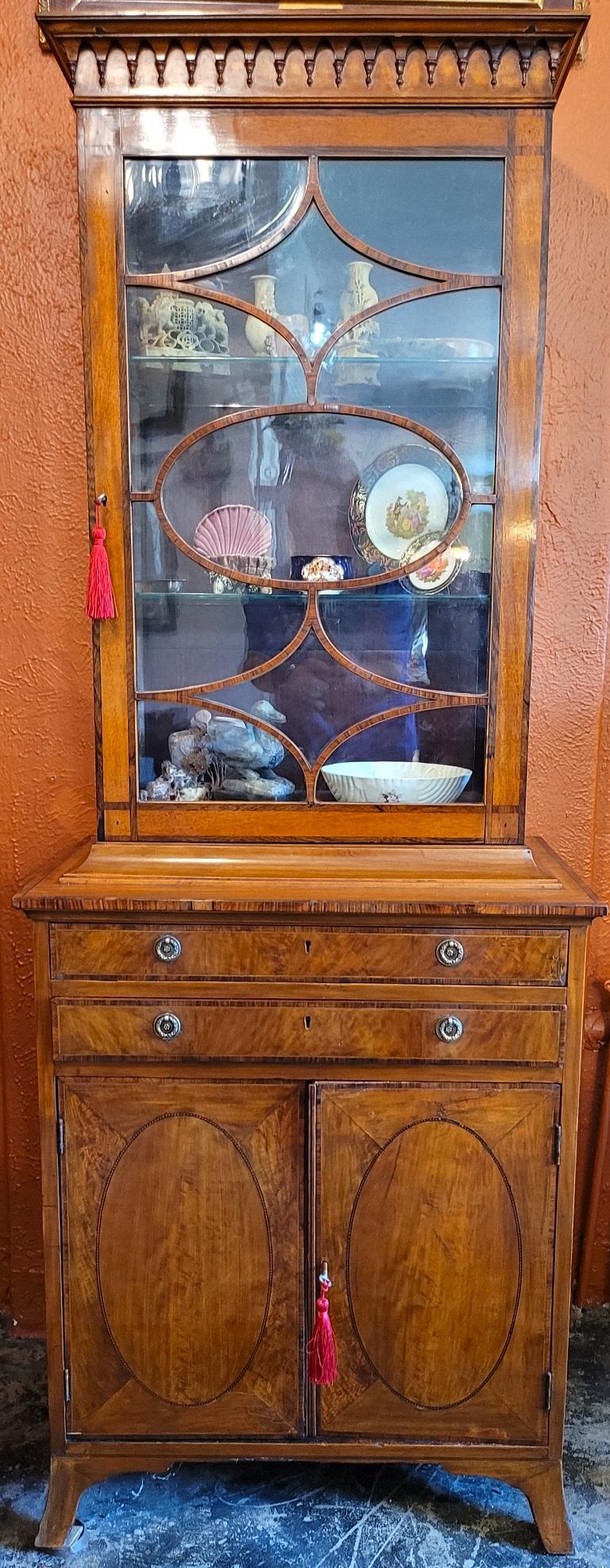 18C Irish Sheraton Satinwood Display Cabinet For Sale 7