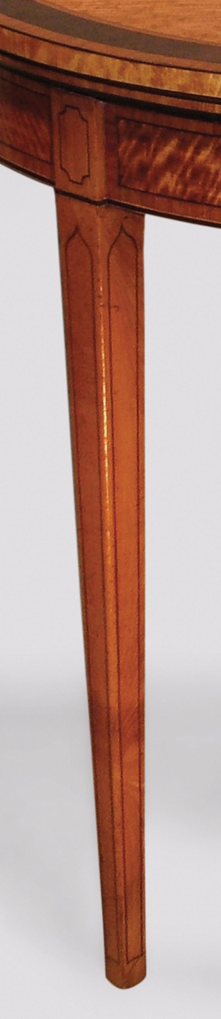 Polished 18th Century Sheraton Satinwood Half-Round Card Table