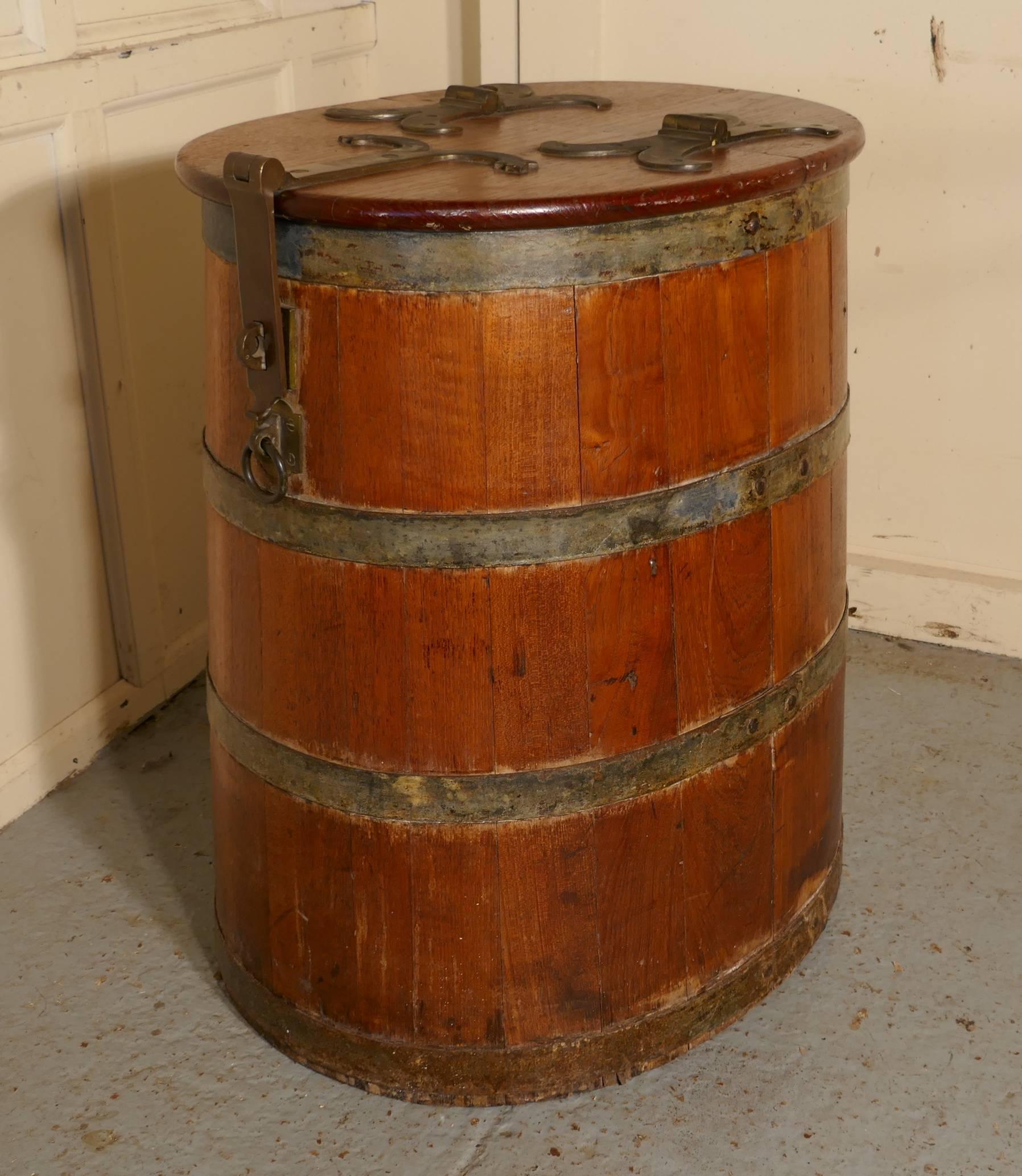 18th century ships salt beef barrel, oak and brass ships storage tub

A survivor from the 18th century, this excellent piece would have been used for storing “Salt Beef” the only way at this time that meat could be stored for life at sea

The