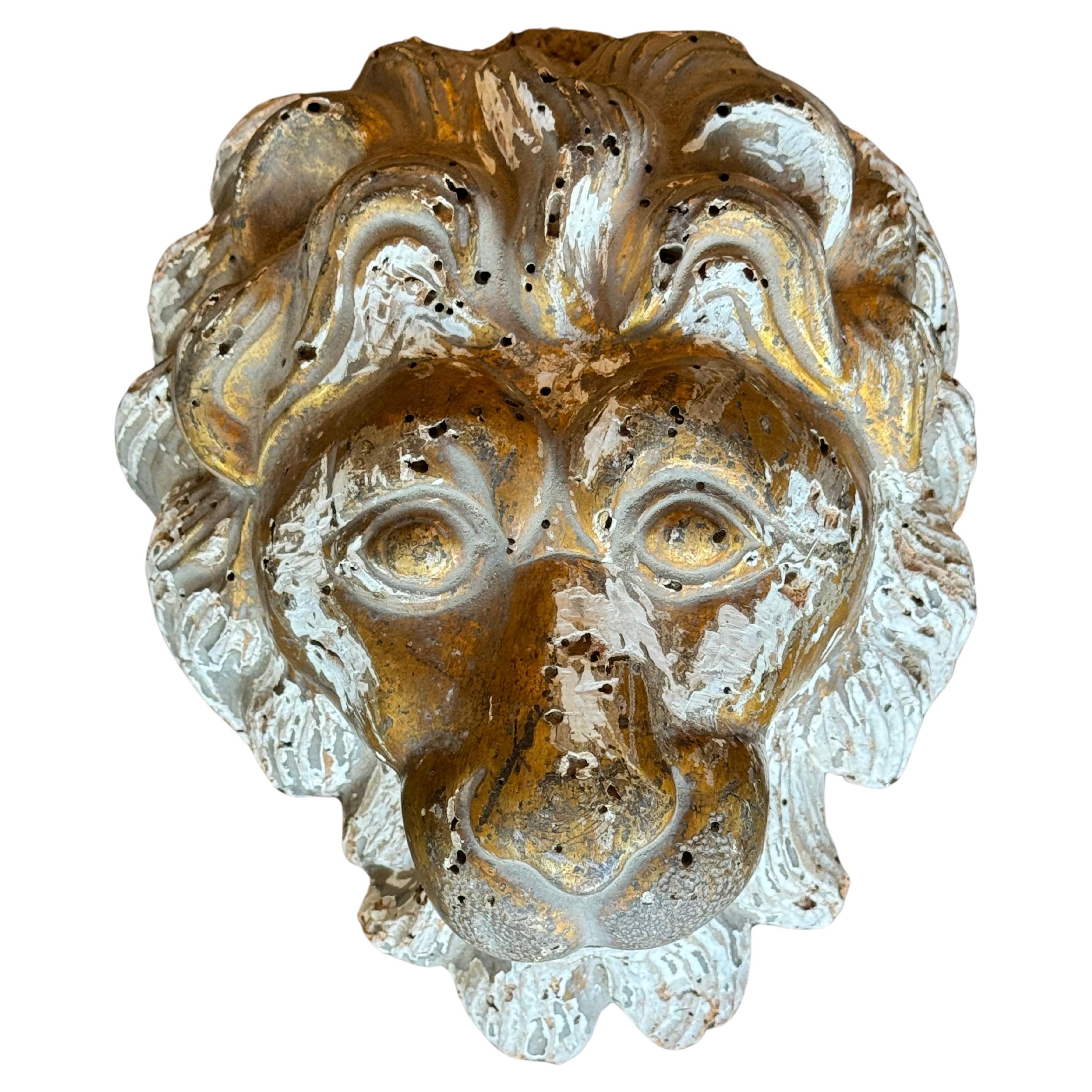Sculpture de tête de lion rococo sicilien du 18ème siècle