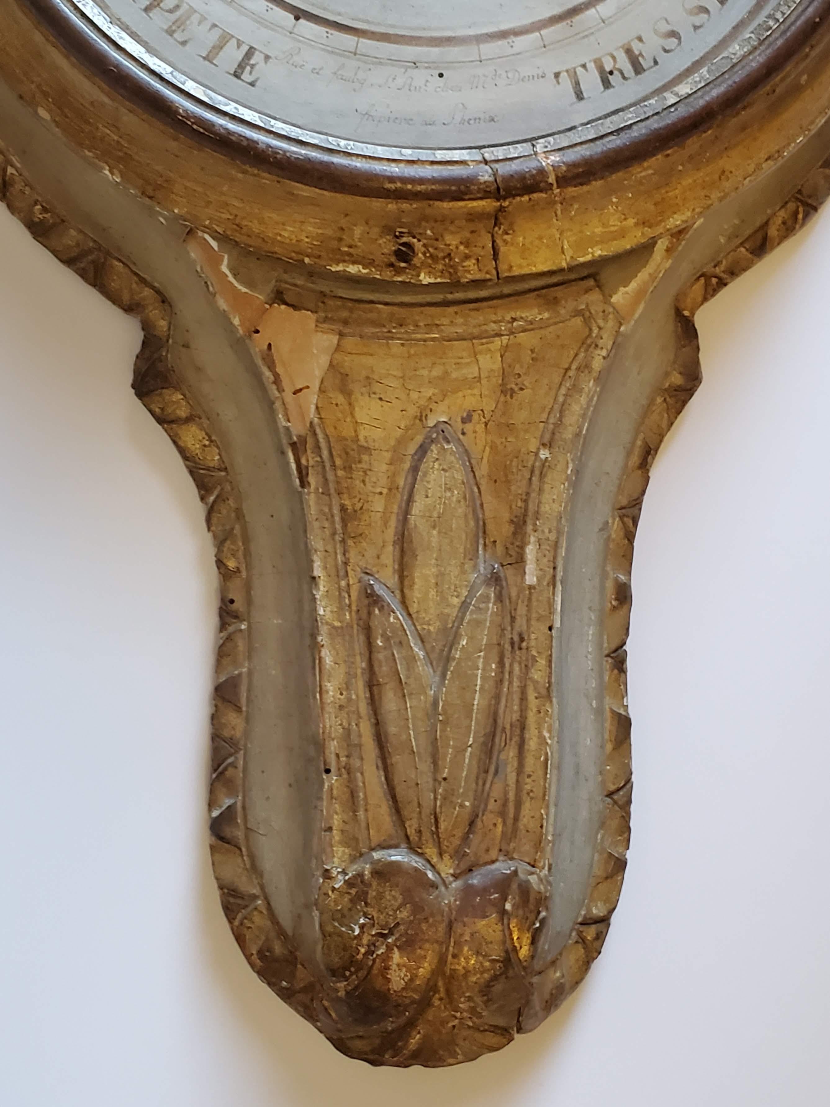 Antikes französisches signiertes Carcano-Wandbarometer aus der Louis-XVI.-Periode im Angebot 7