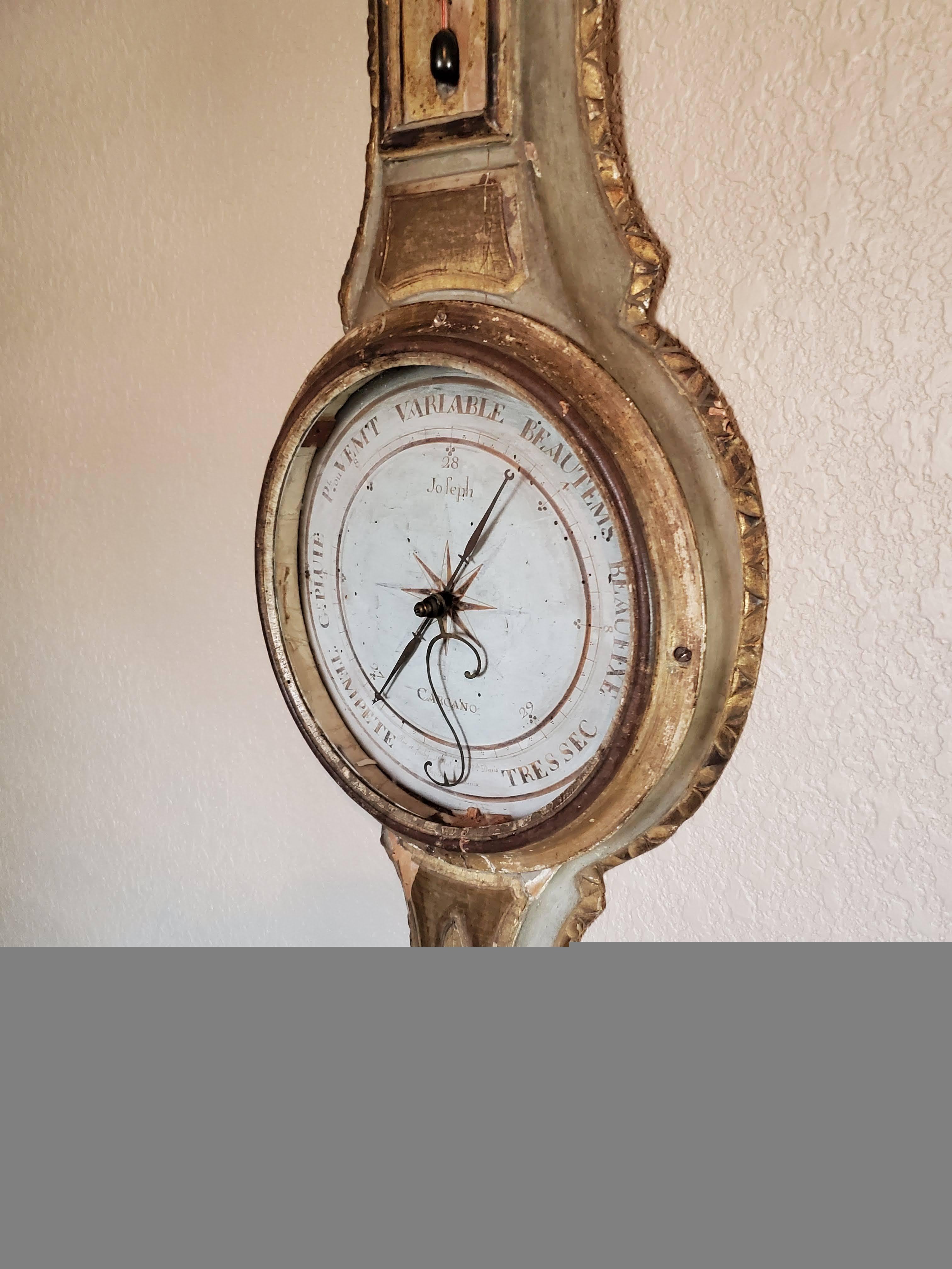 Antique French Louis XVI Period Signed Carcano Wall Barometer For Sale 11