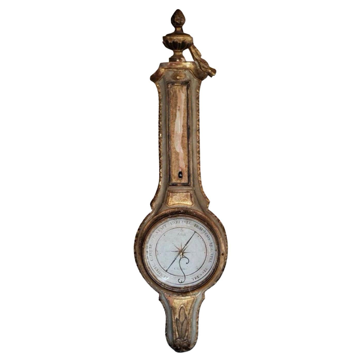 Antique French Louis XVI Period Signed Carcano Wall Barometer For Sale