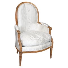 18th Century Signed French Louis XVI Carved Bergère Chair