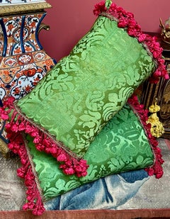 18th Century Silk Damask Pillows PAIR