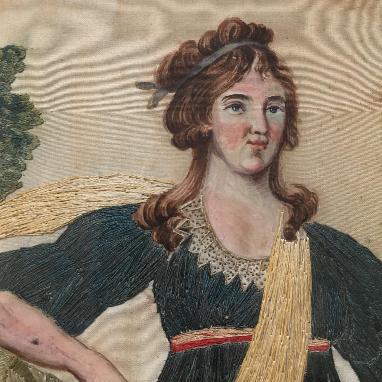 George III 18th Century Silk Embroidered Nautical Scene, HOPE