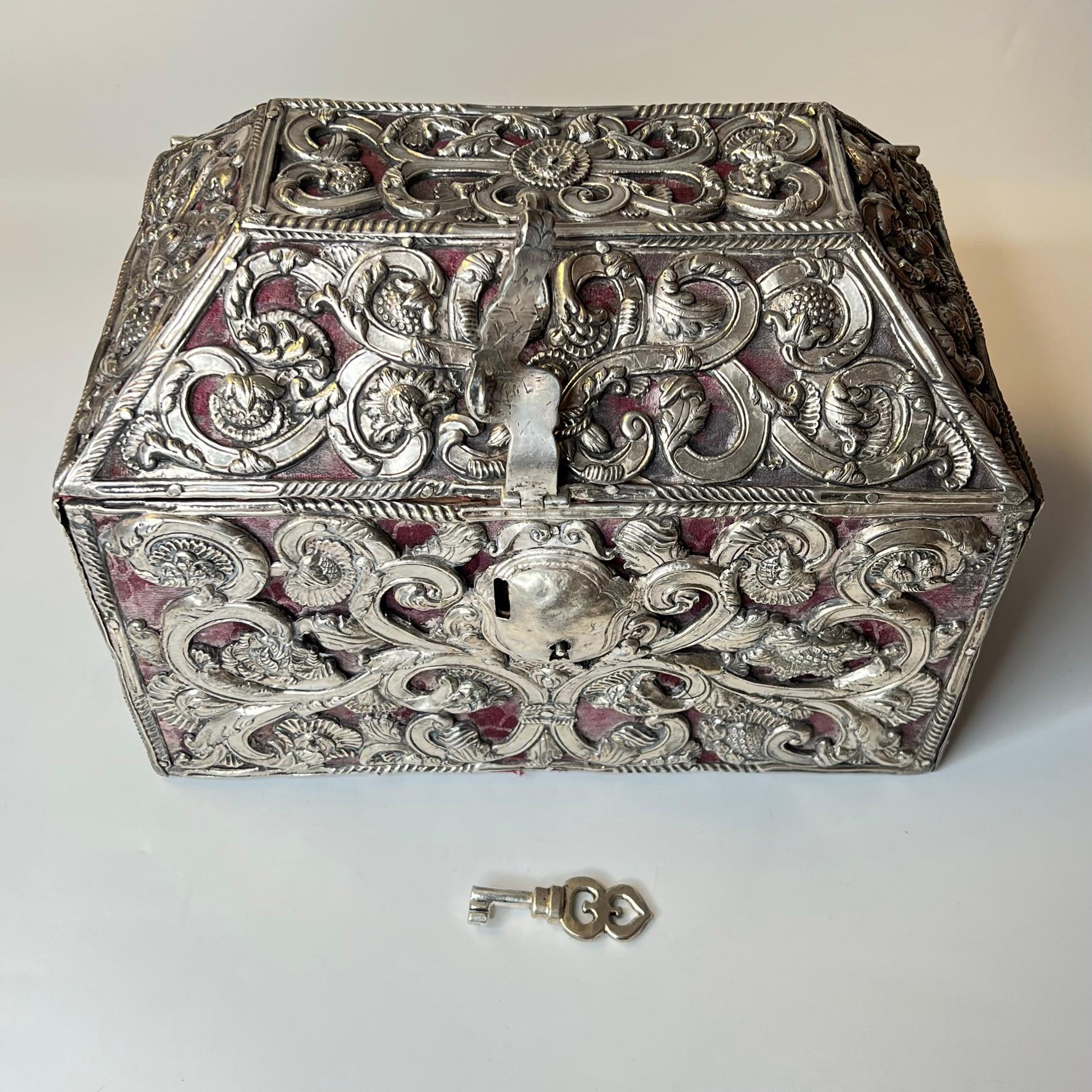Baroque 18th Century Silver Clad Box / Chest