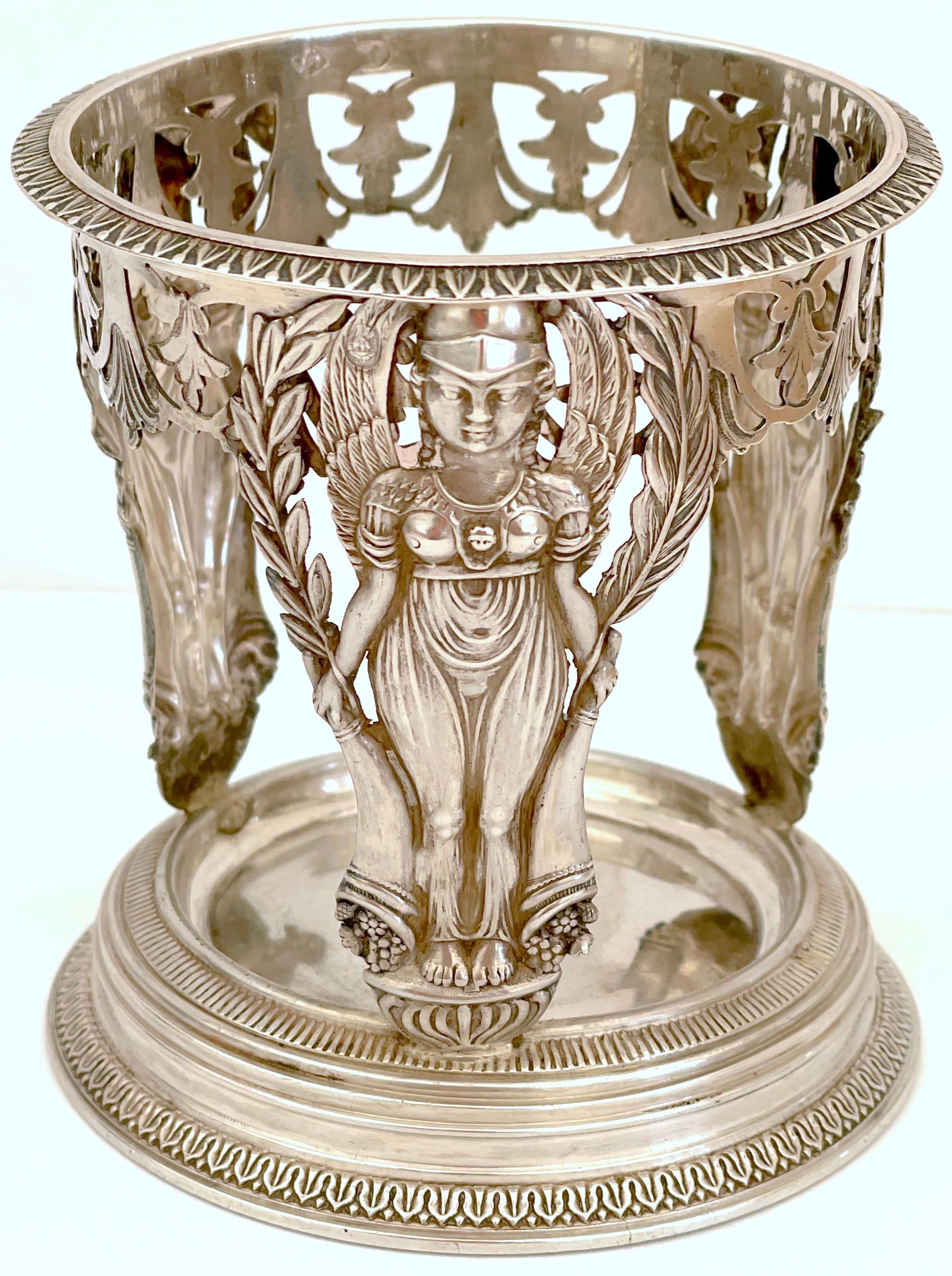 Vase aus Silber und kobaltfarbenem Glas aus dem 18. Jahrhundert, Französisch, 1. Republik, Paris 1798  im Angebot 1