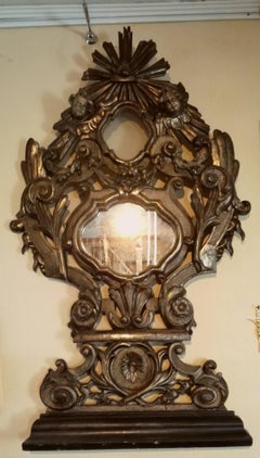 18th Century Silver-Gild Sculptural Carved Monstrance with God's Eye and Putti