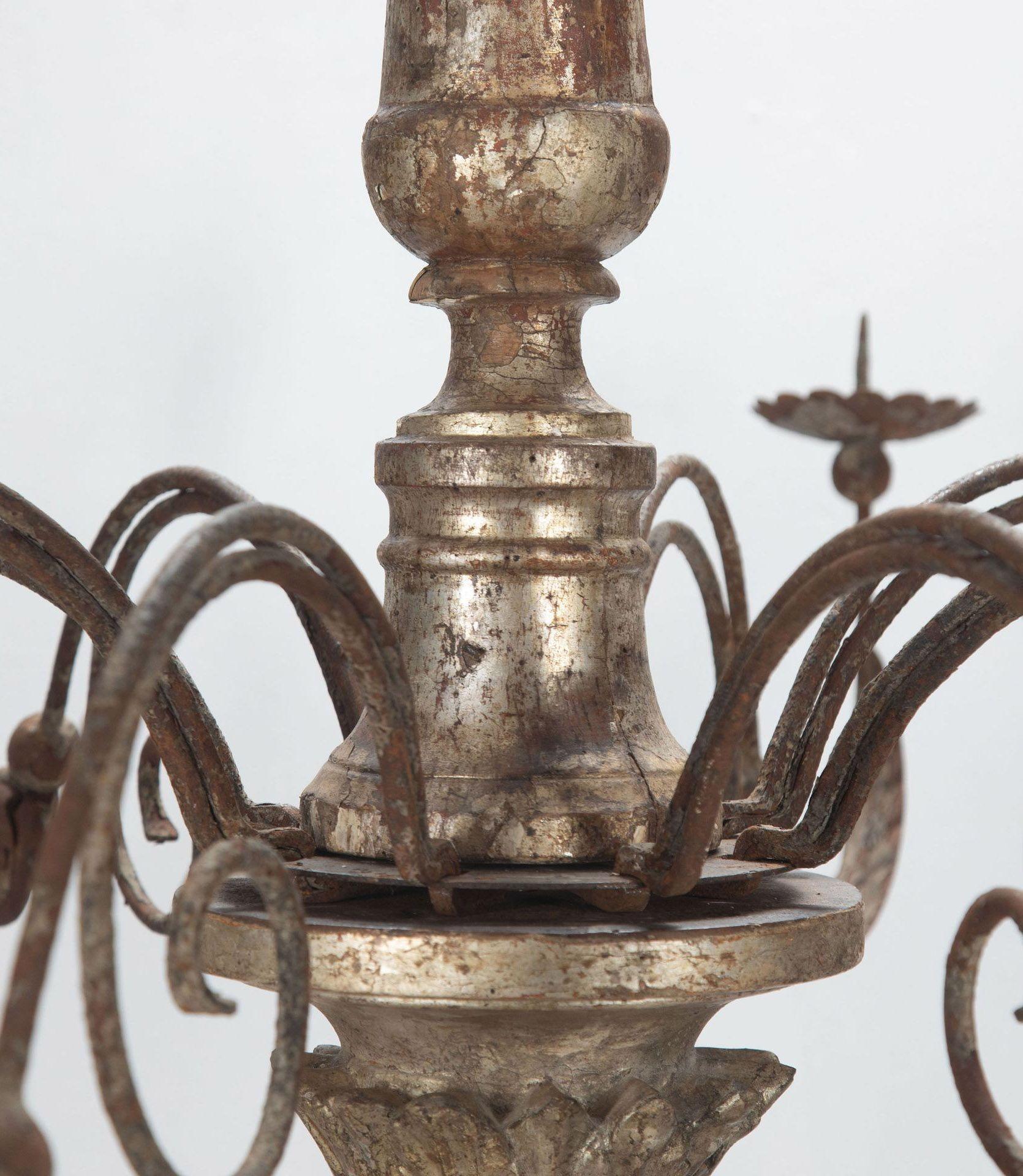 Rococò Lampadario in ferro e argento dorato del XVIII secolo in vendita