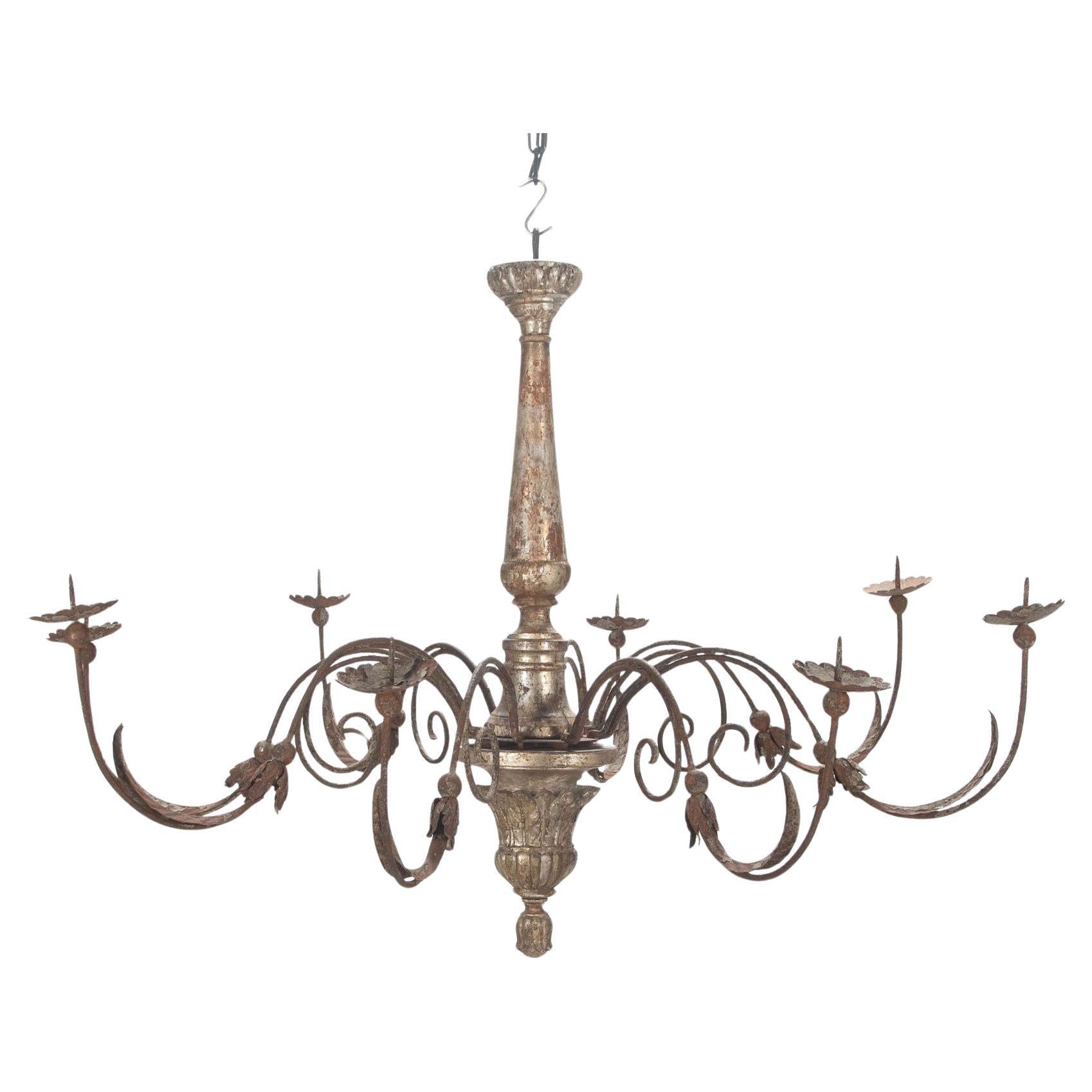 Lustre en argent doré et en fer du XVIIIe siècle