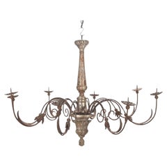 Lampadario in ferro e argento dorato del XVIII secolo