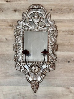 18. Jahrhundert Silber-vergoldeter französischer Regence-Spiegel mit Kerzenhaltern