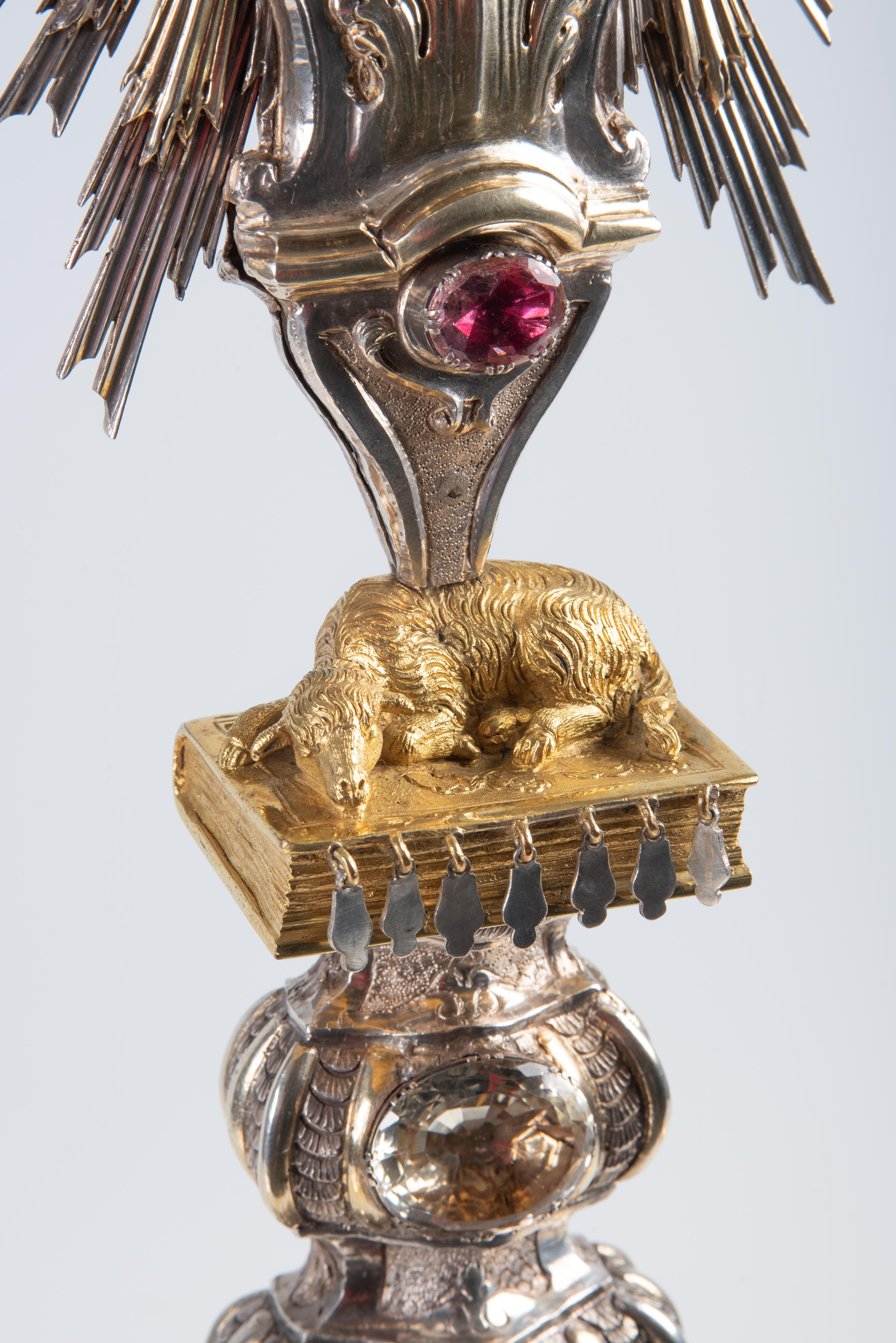 Tedesco Ostensorio d'argento del XVIII secolo, 1797-1799 circa. Lüders neoclassico dorato di Augsburg in vendita