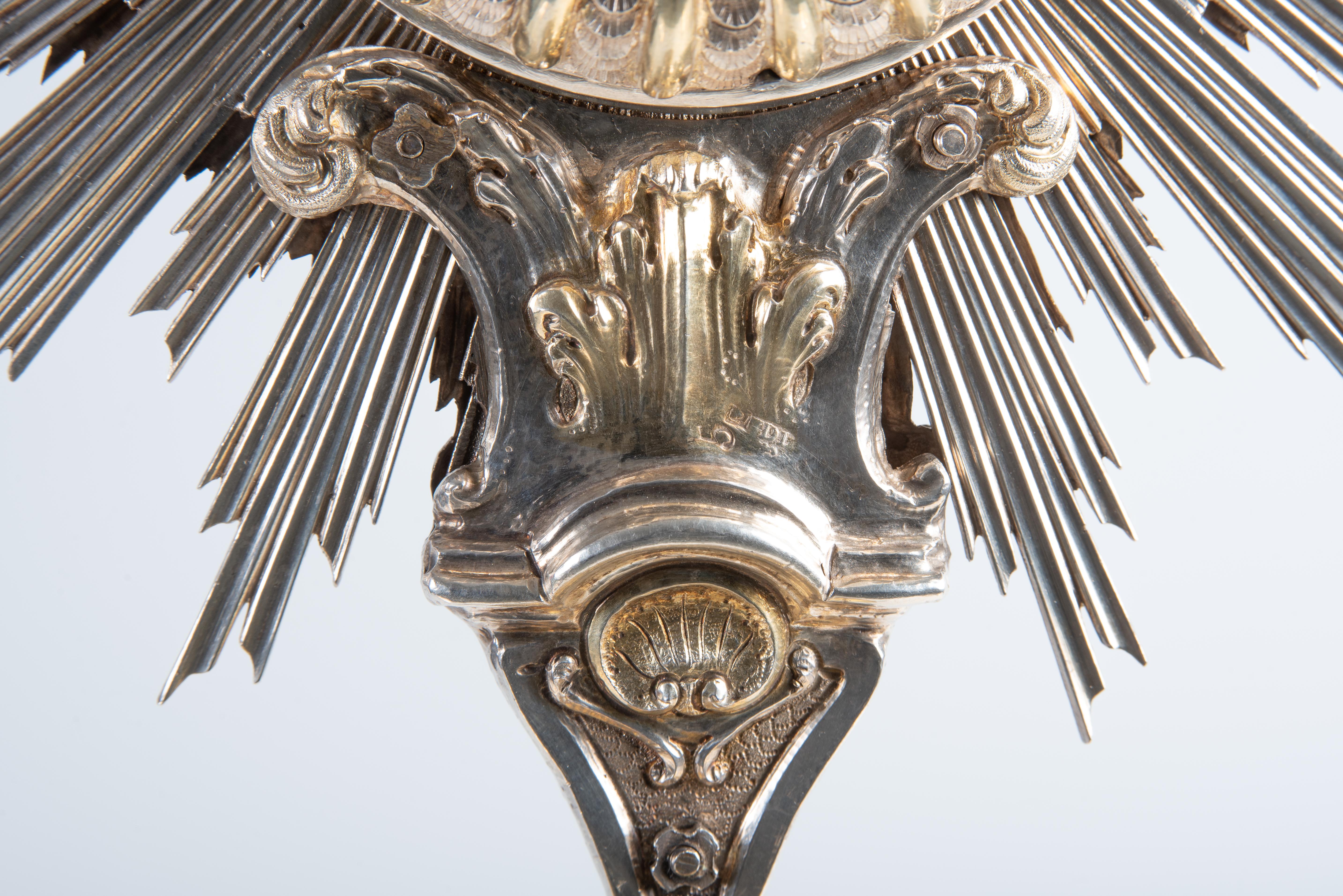 Ostensorio d'argento del XVIII secolo, 1797-1799 circa. Lüders neoclassico dorato di Augsburg In condizioni buone in vendita a Epfach, DE