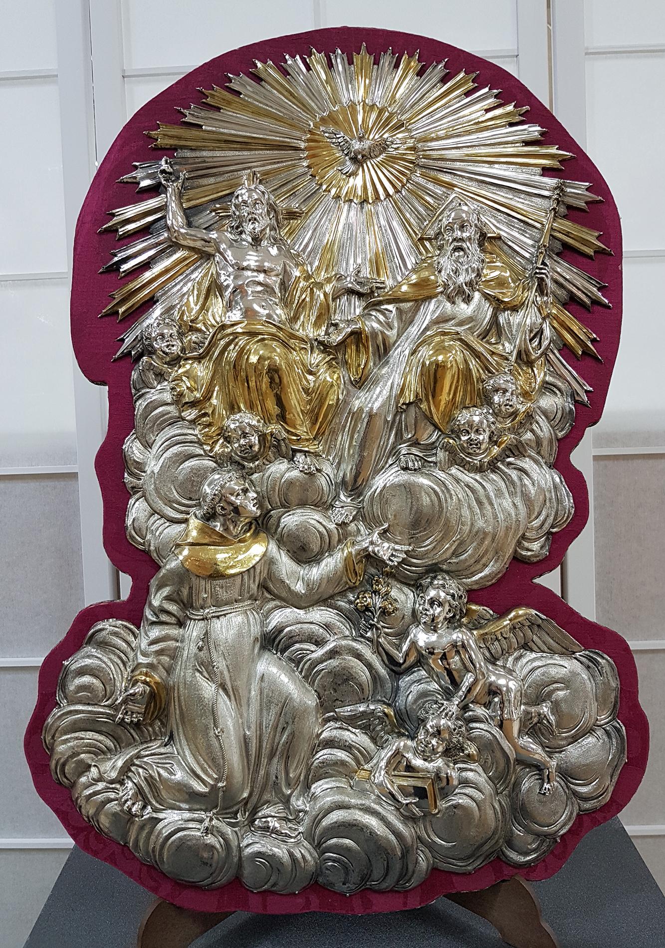 18th Century Silver Plaque Representing SS Trinità with Sant' Antony Da Padua 8