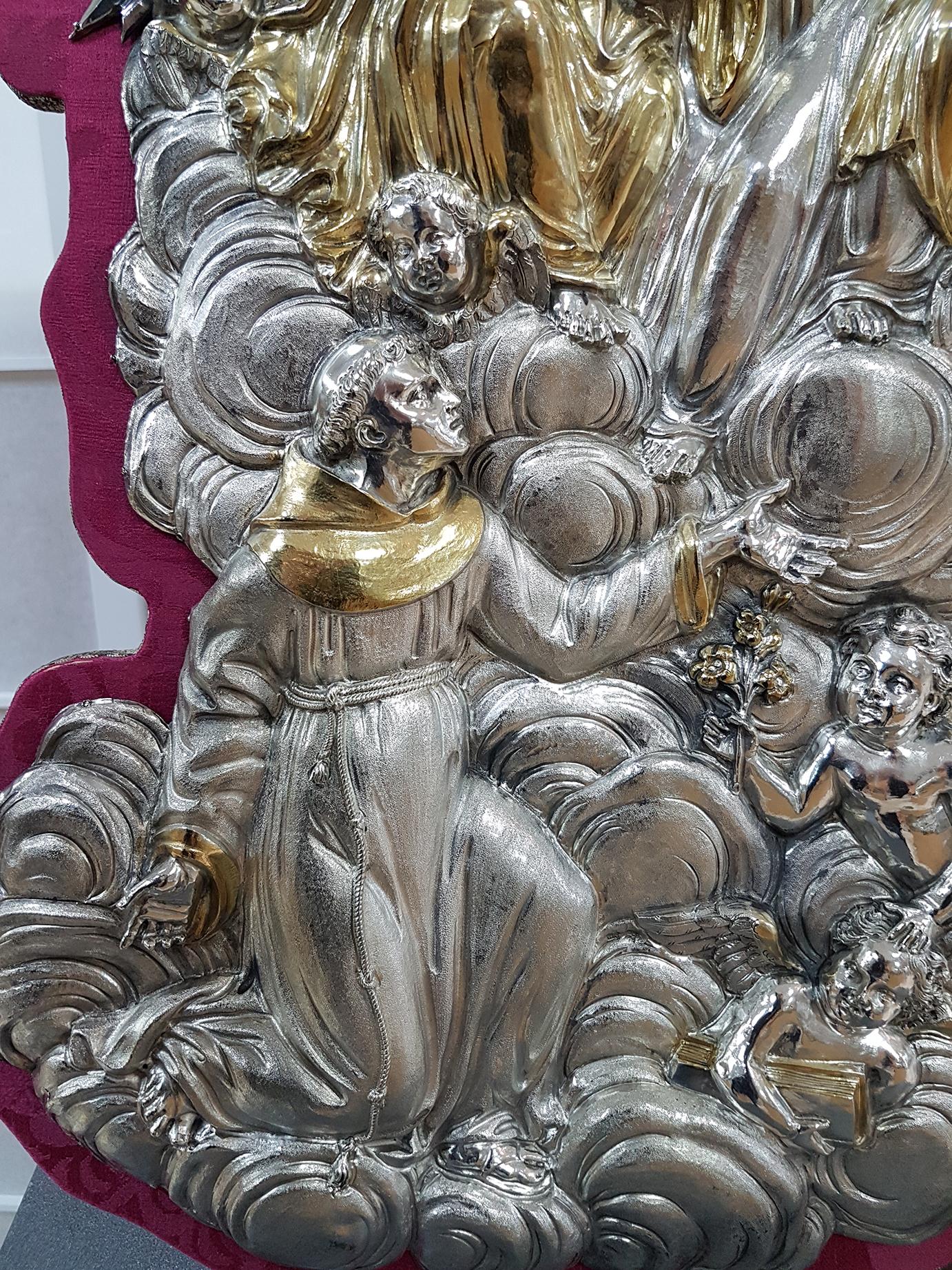 18th Century Silver Plaque Representing SS Trinità with Sant' Antony Da Padua In Excellent Condition In VALENZA, IT
