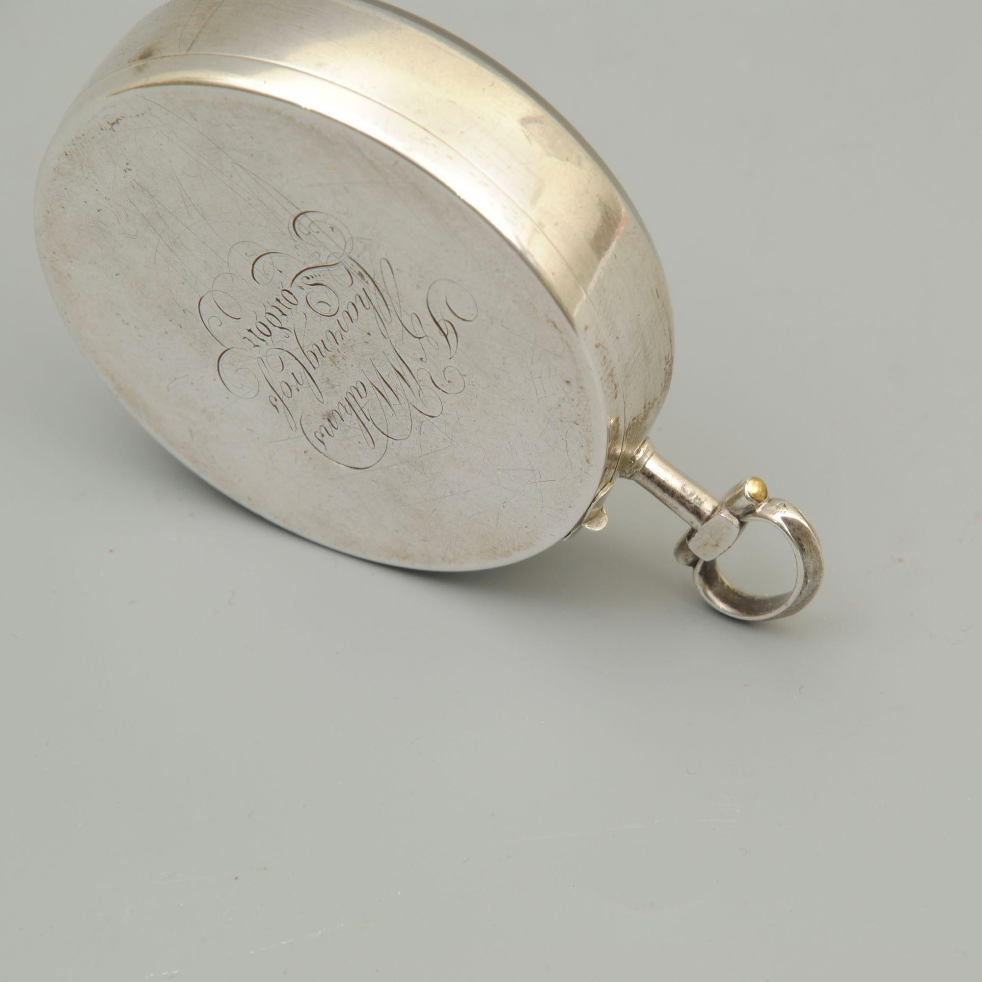 English 18th Century Silver Pocket Compass by J&W Watkins For Sale