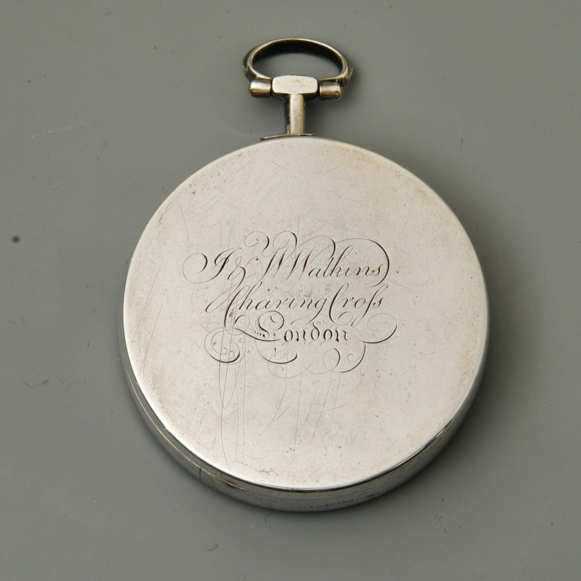 18th Century Silver Pocket Compass by J&W Watkins In Good Condition For Sale In Lincolnshire, GB