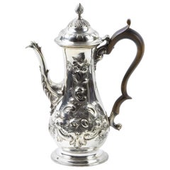 18th Century Silver Rococo Mocha Coffee Pot, circa 1760