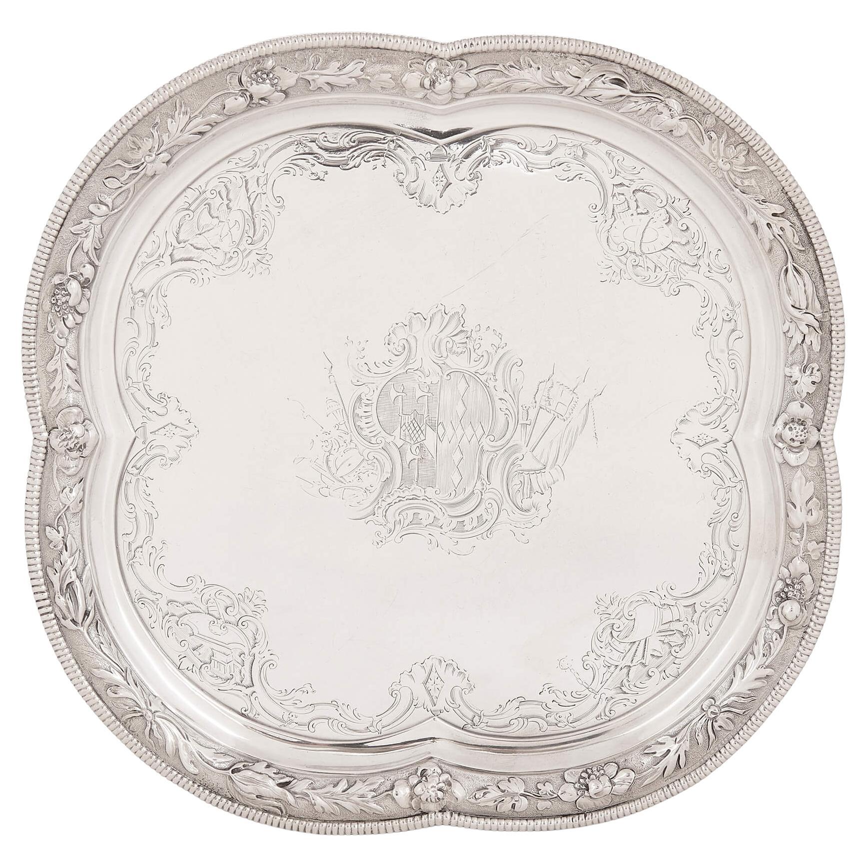 18th Century Silver Salver by Paul de Lamerie  For Sale