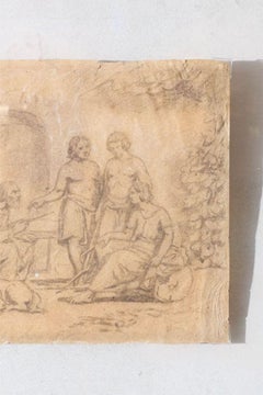 18th Century Sketch titled - Old man and his 3 sons