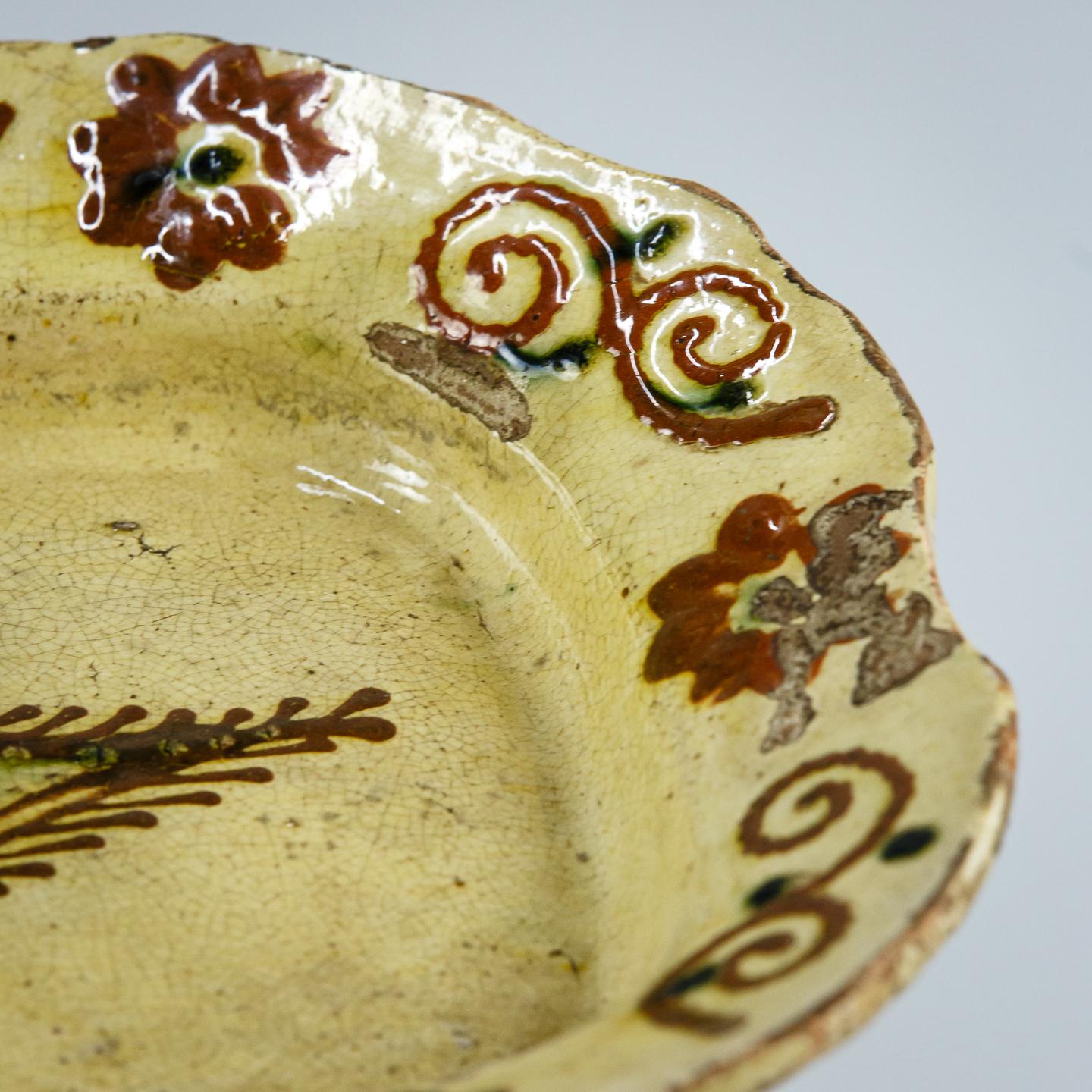 18th Century Slipware Marriage Serving Plate For Sale 5