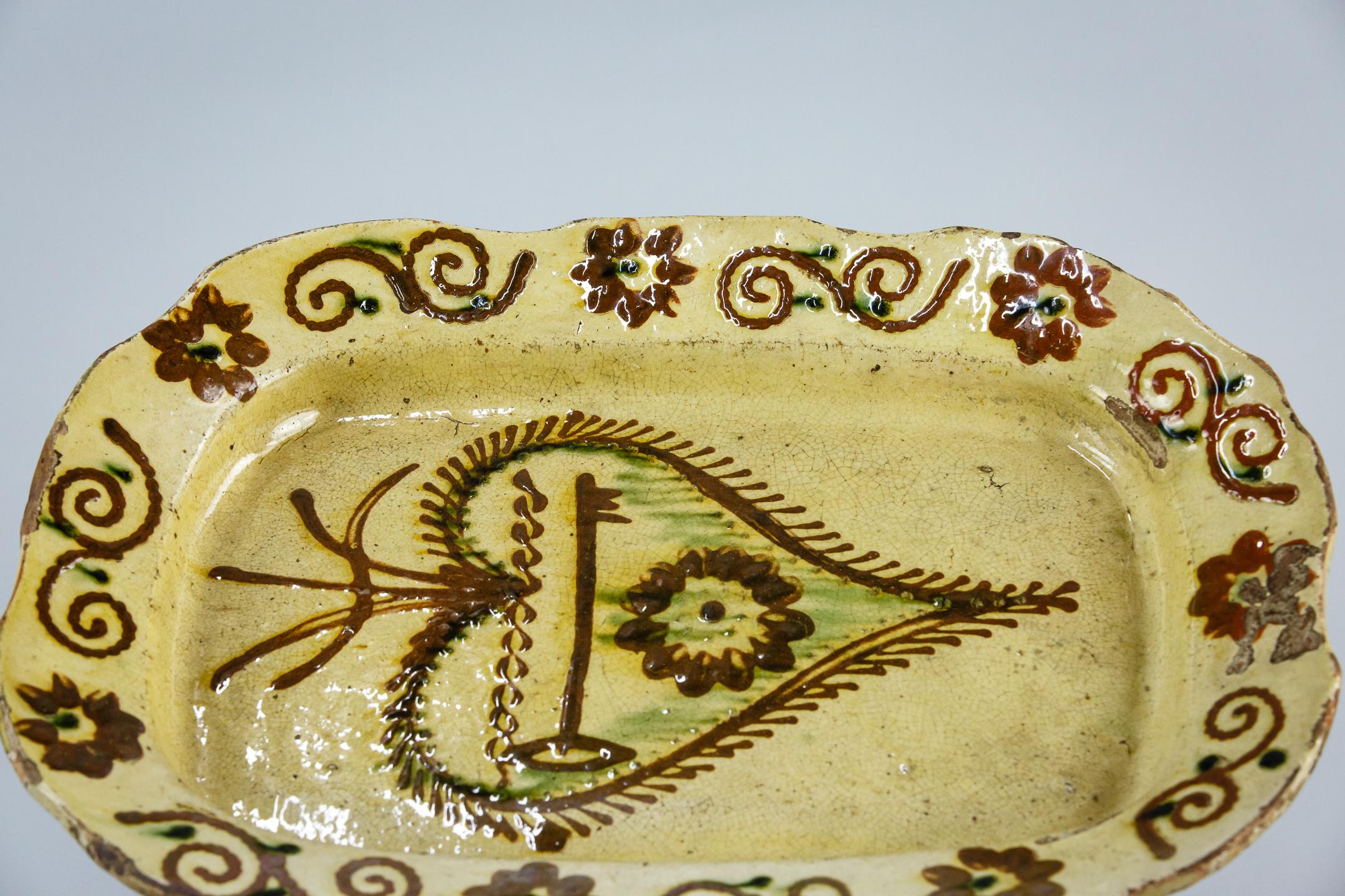 18th Century Slipware Marriage Serving Plate For Sale 6