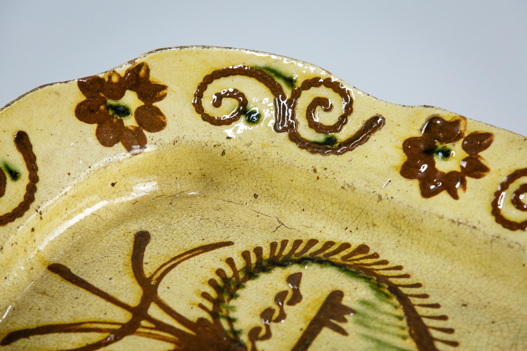 18th Century Slipware Marriage Serving Plate For Sale 7