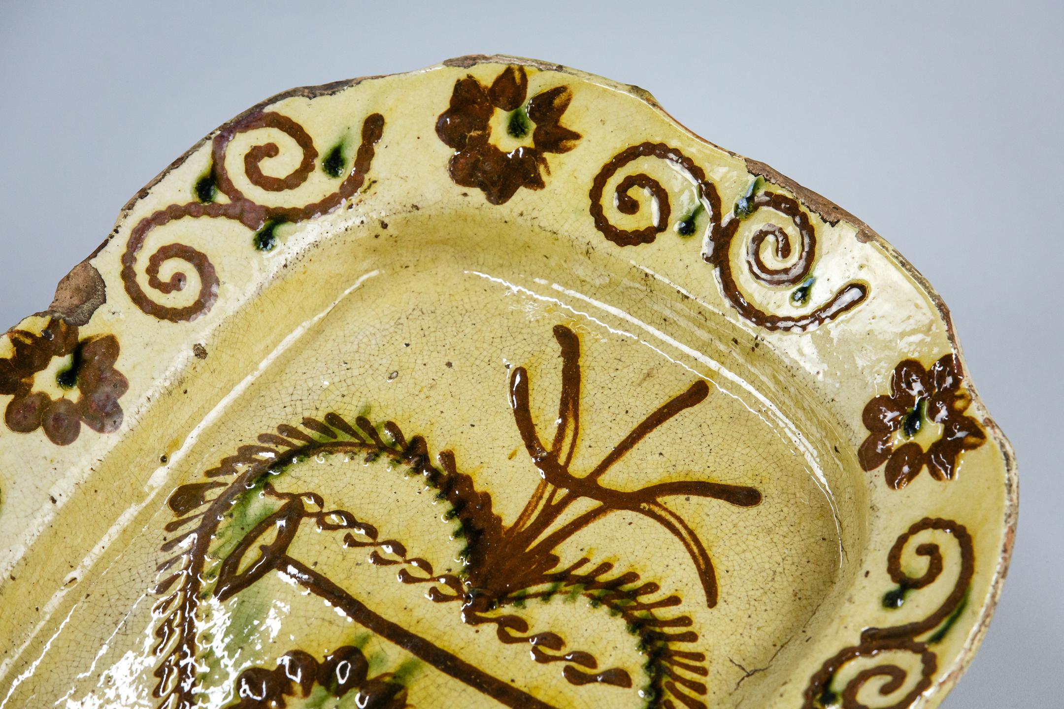 Pottery 18th Century Slipware Marriage Serving Plate For Sale