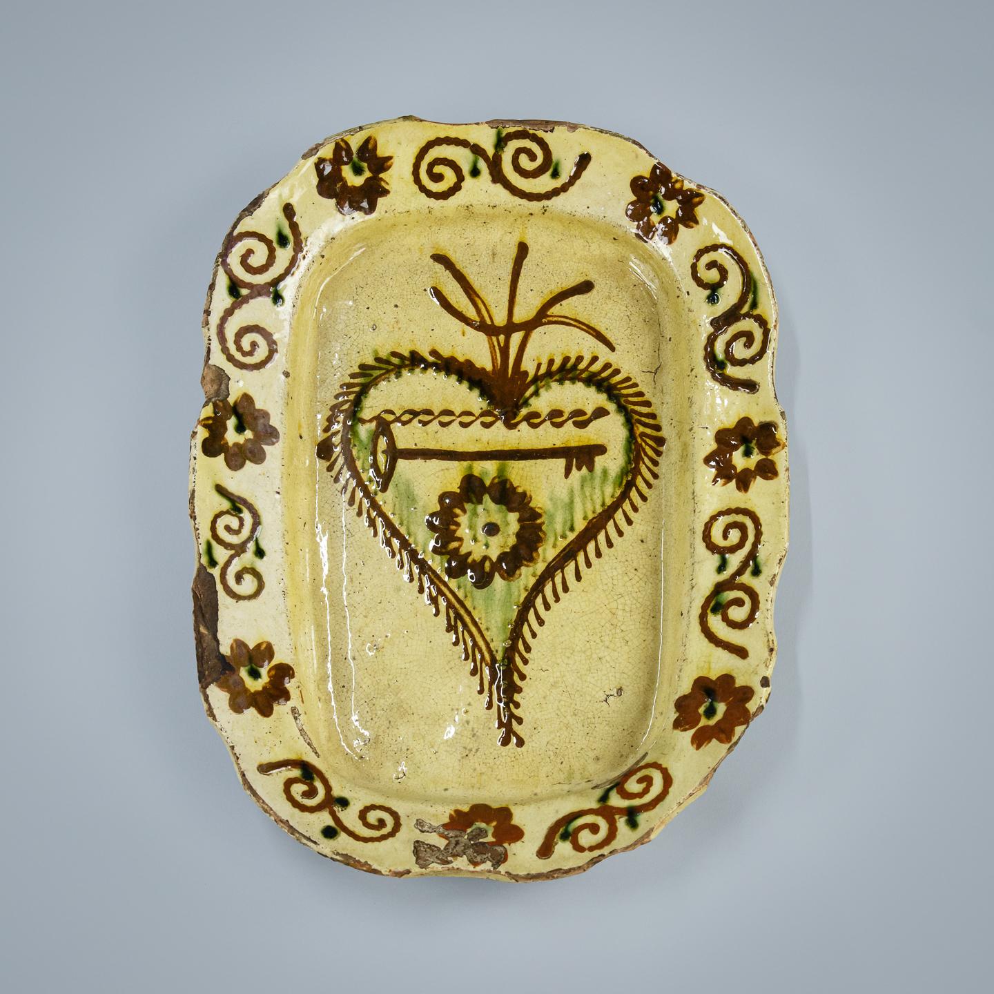 18th Century Slipware Marriage Serving Plate For Sale 2