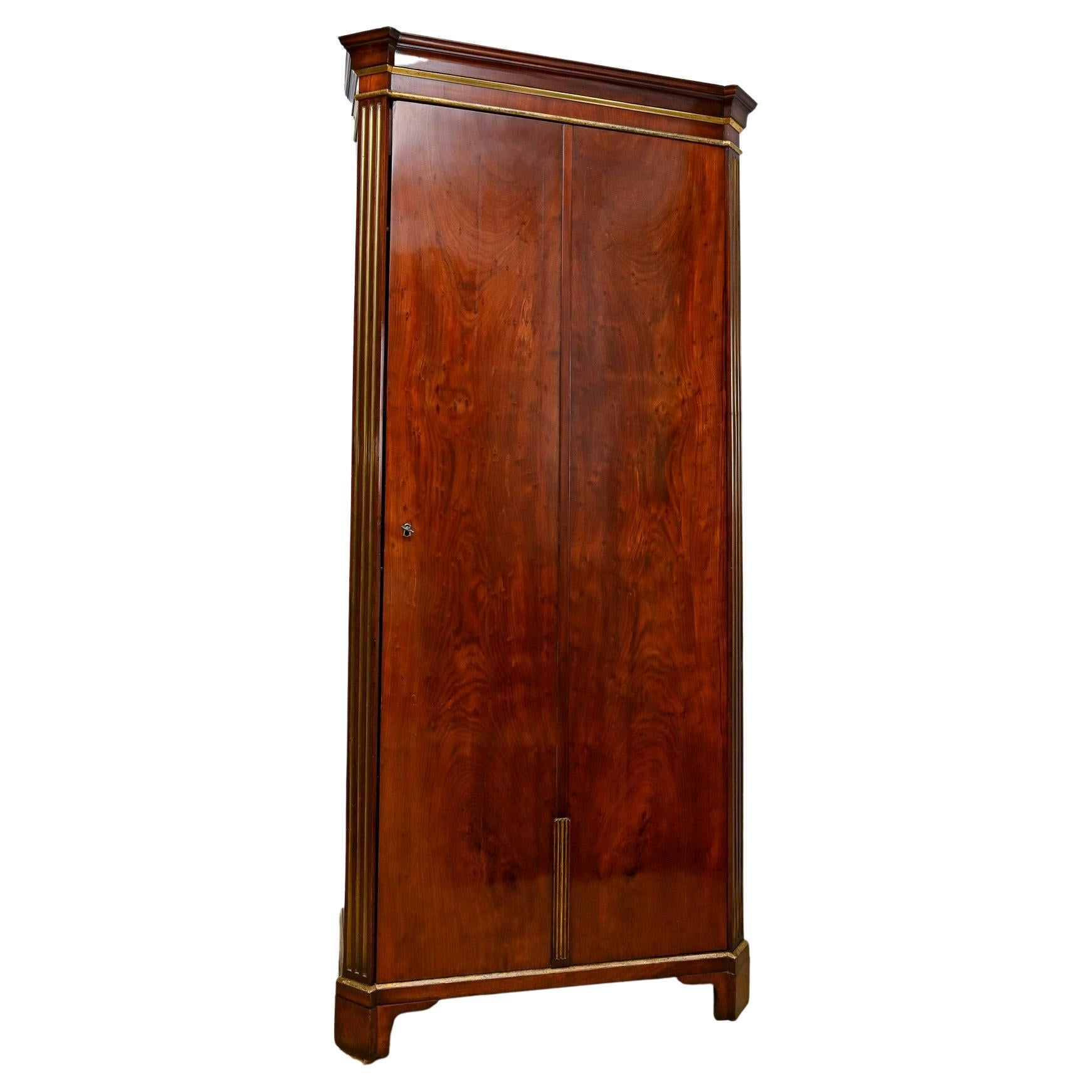 18th Century Small Cupboard  Library Baltic Mahogany Brass 1780  For Sale