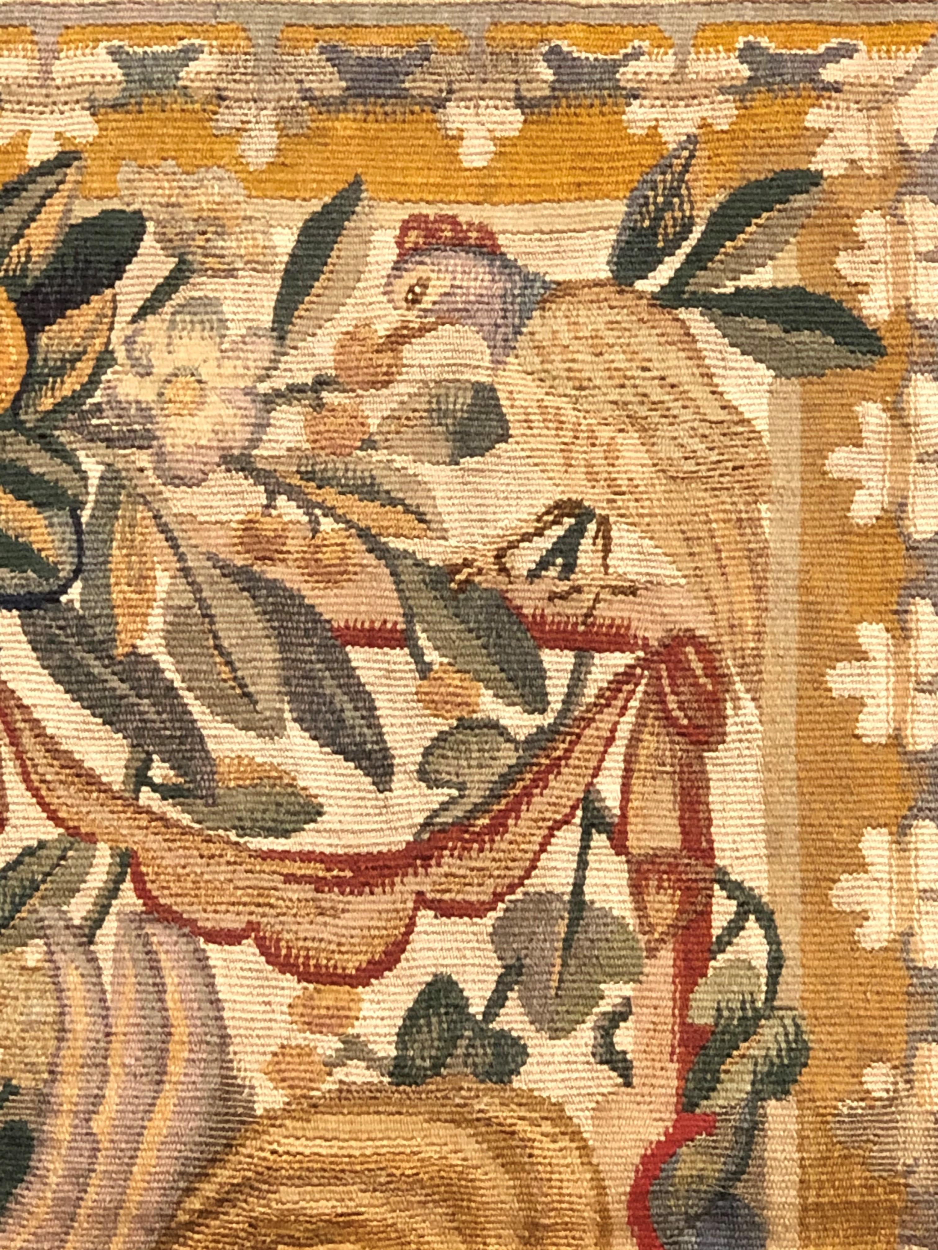 18th Century Small Fruit and Floreal Green Yellow Red Tapestry, ca 1780 In Good Condition For Sale In Firenze, IT
