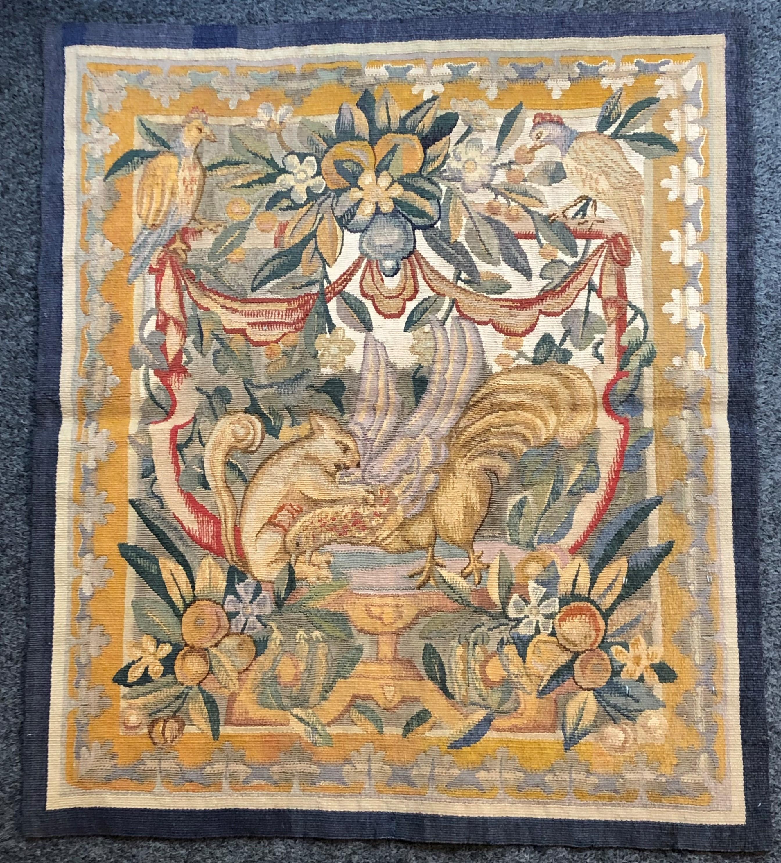 18th Century Small Fruit and Floreal Green Yellow Red Tapestry, ca 1780 For Sale 4
