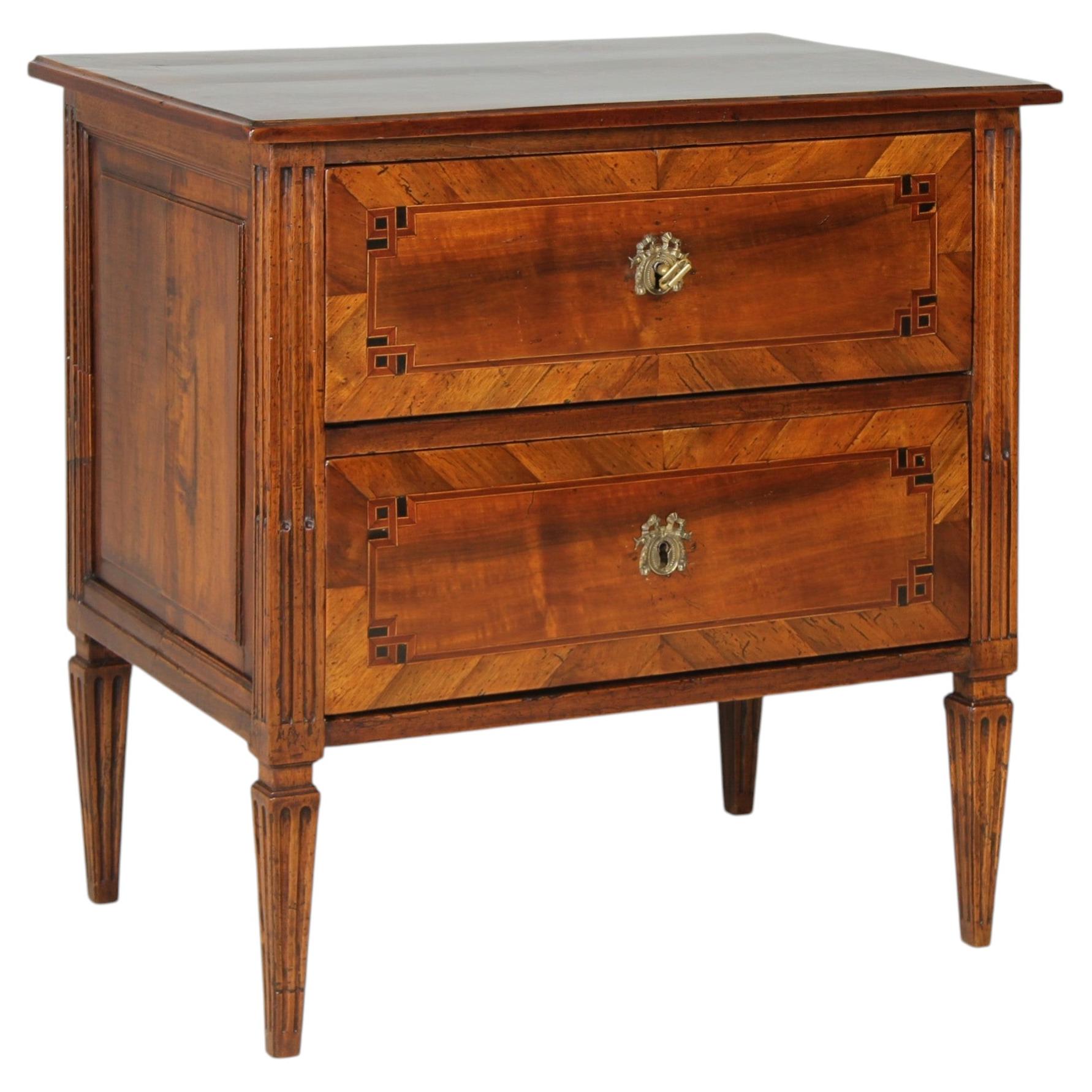 18th Century Small Louis XVI Chest Of Drawers, Walnut with Marquetry, circa 1790