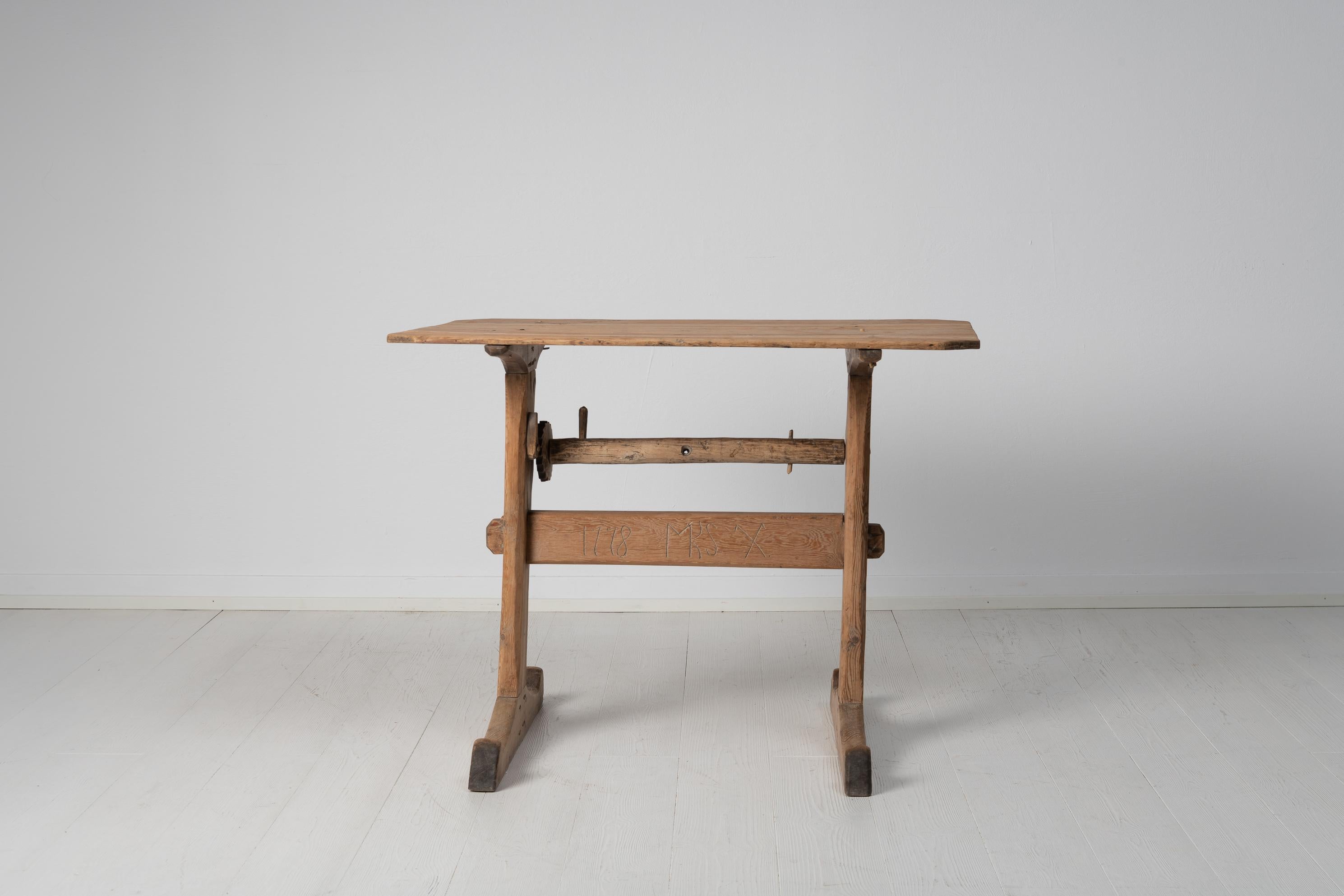 Hand-Crafted 18th Century, Small Swedish Folk Art Table