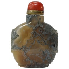 Antique 18th Century Snuff Bottle Chinese Agate Coral